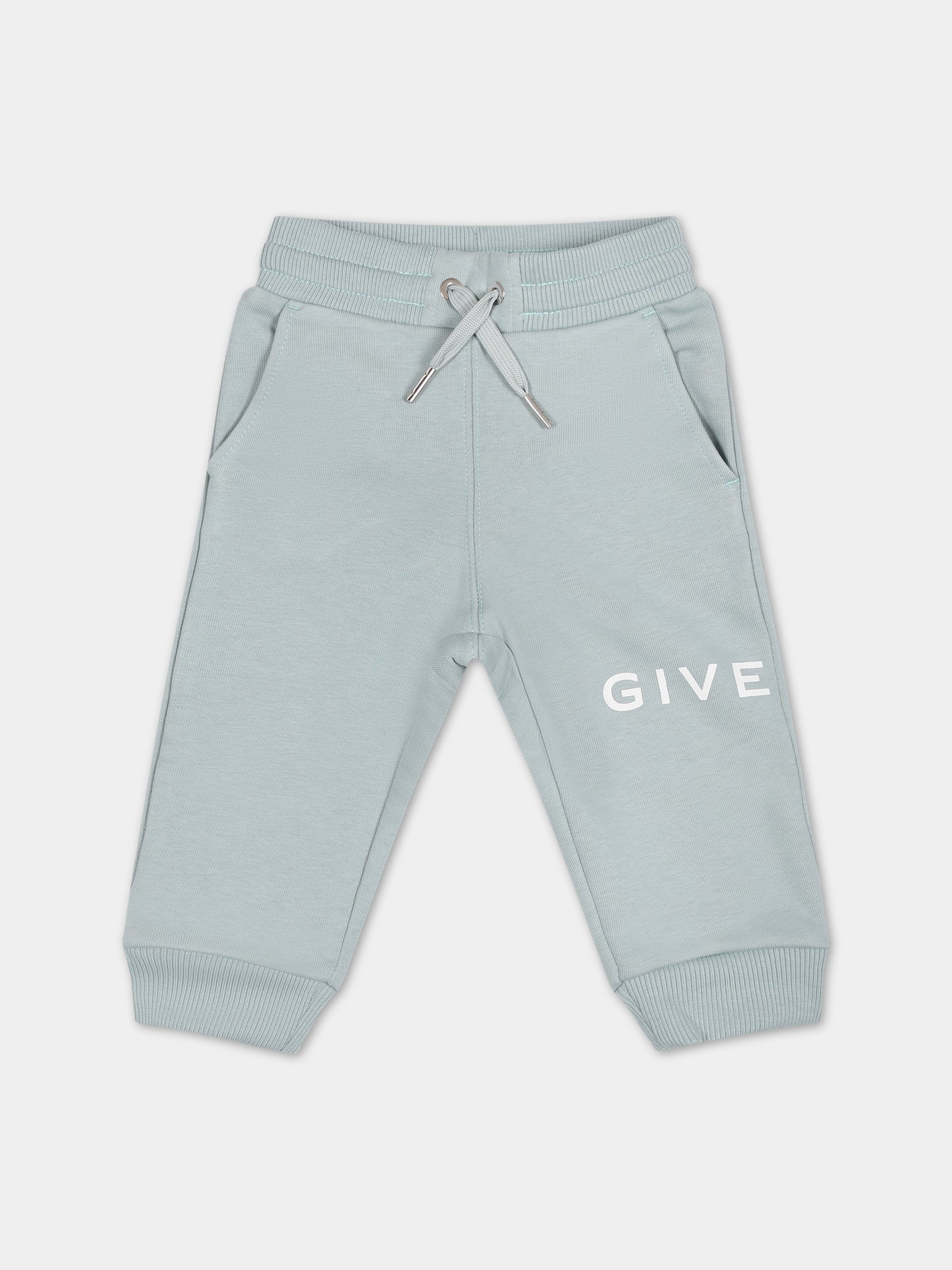 Pantaloni celesti per neonato con logo,Givenchy Kids,H04169 773