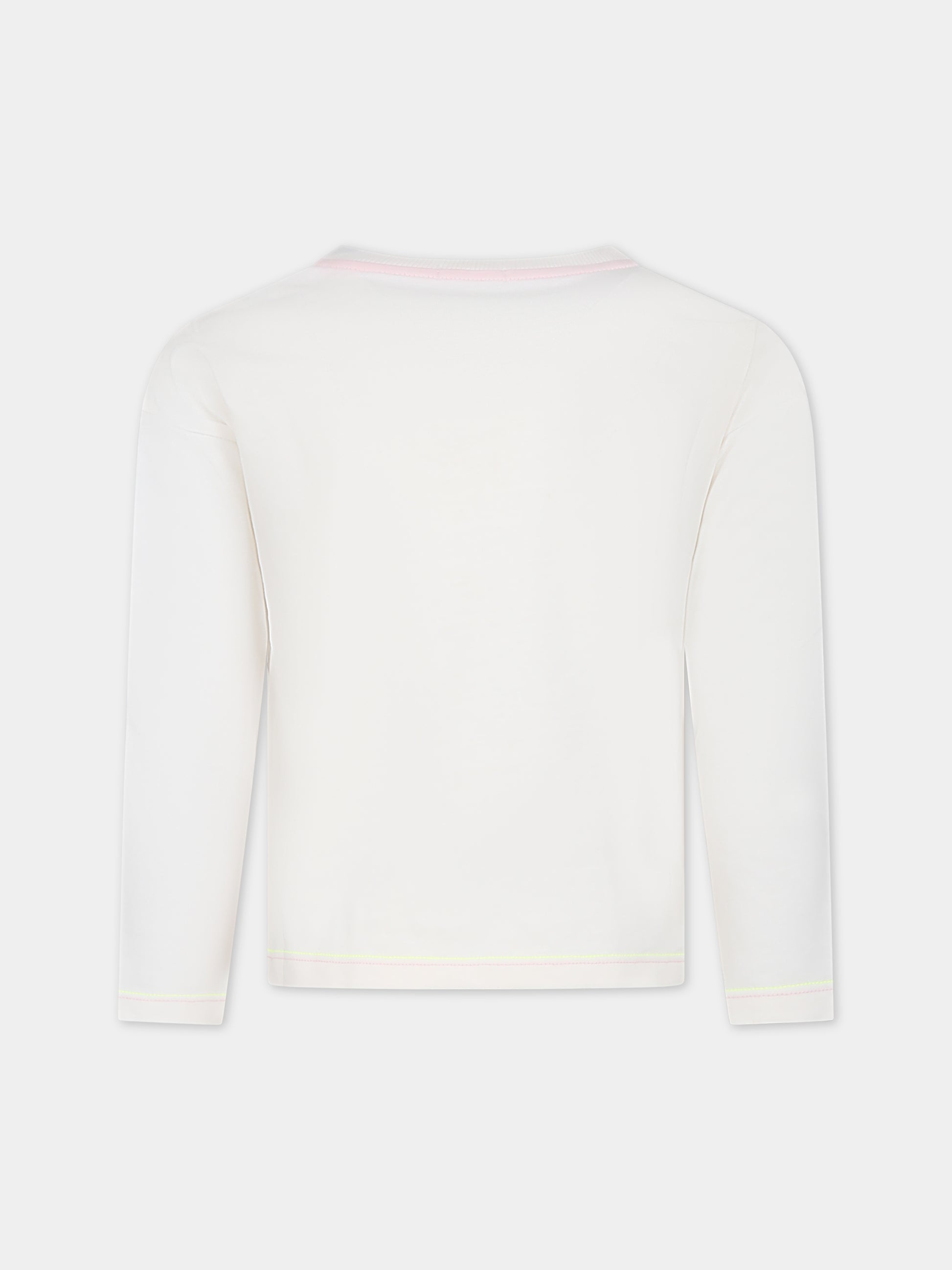 T-shirt avorio per bambina con cuori e scritta,Billieblush,U15B90 121