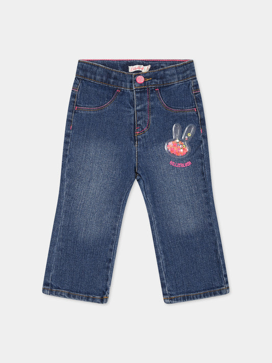 Jeans blu per neonata con logo,Billieblush,U04286 Z10