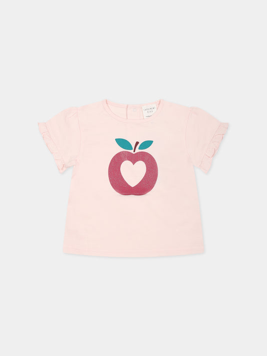 T-shirt rosa per neonata con stampa,Carrement Beau,Y05300 43B