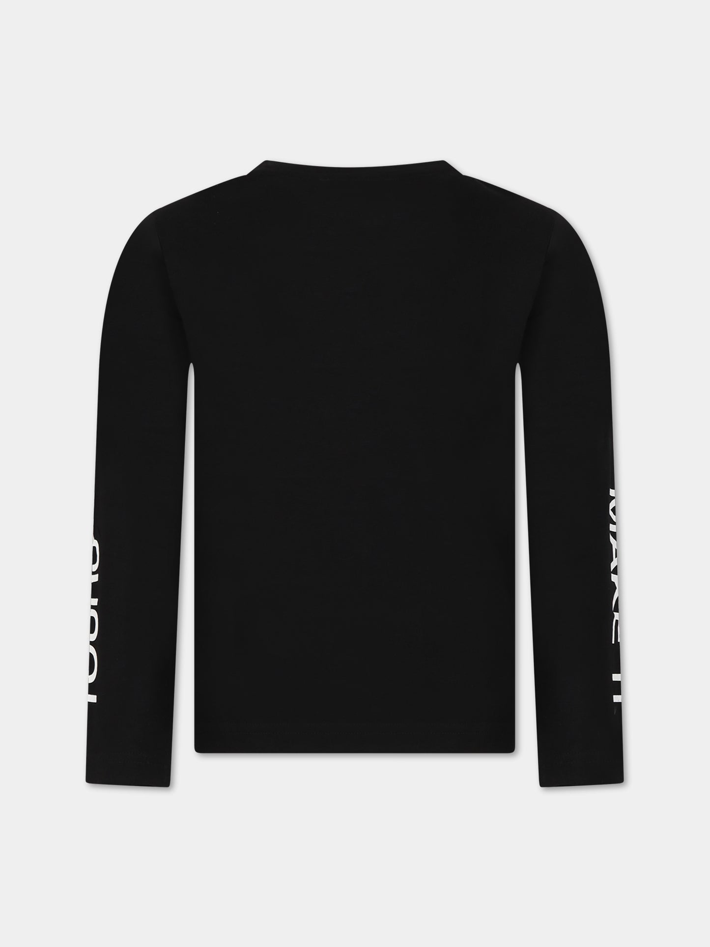 T-shirt nera per bambina con logo,Dkny,D55007 09B