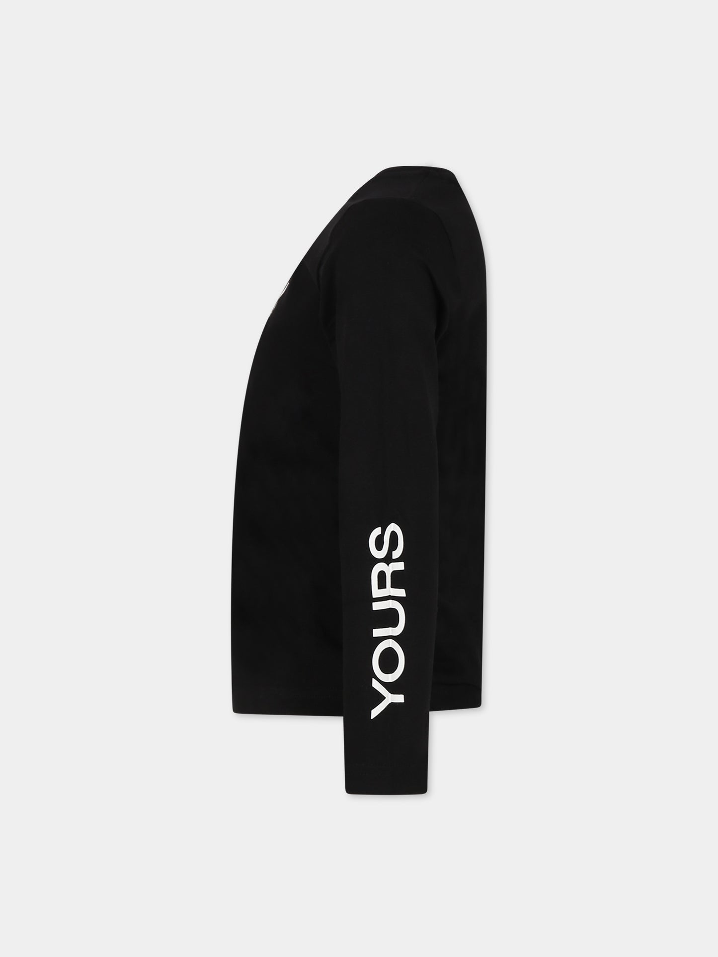 T-shirt nera per bambina con logo,Dkny,D55007 09B