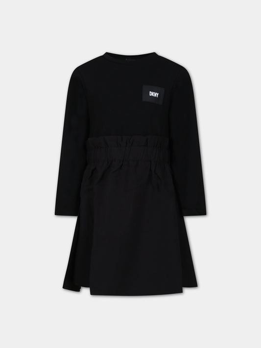 Black dress for girl with logo,Dkny,D32895 09B