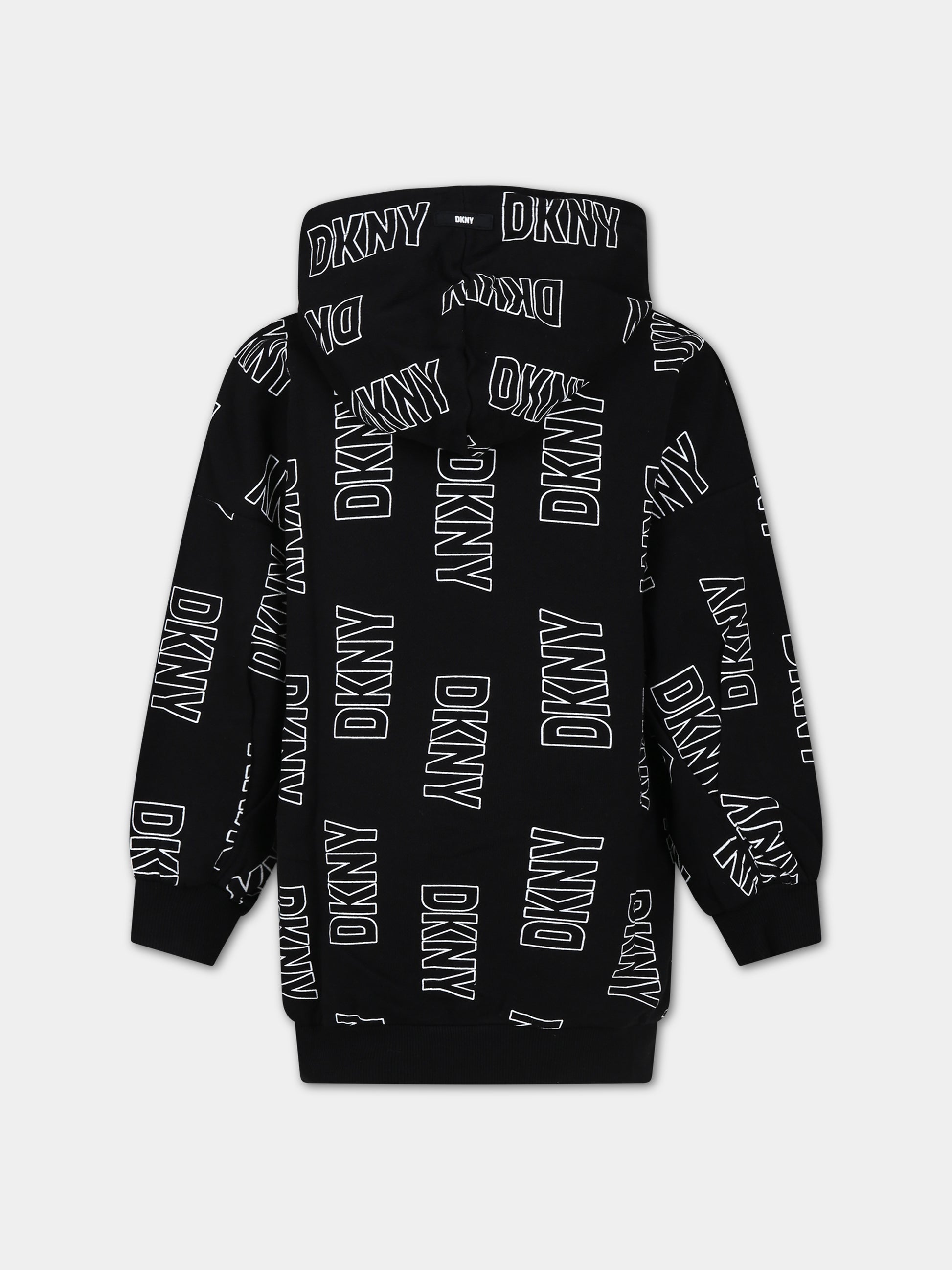 Vestito nero per bambina con logo,Dkny,D32902 M41