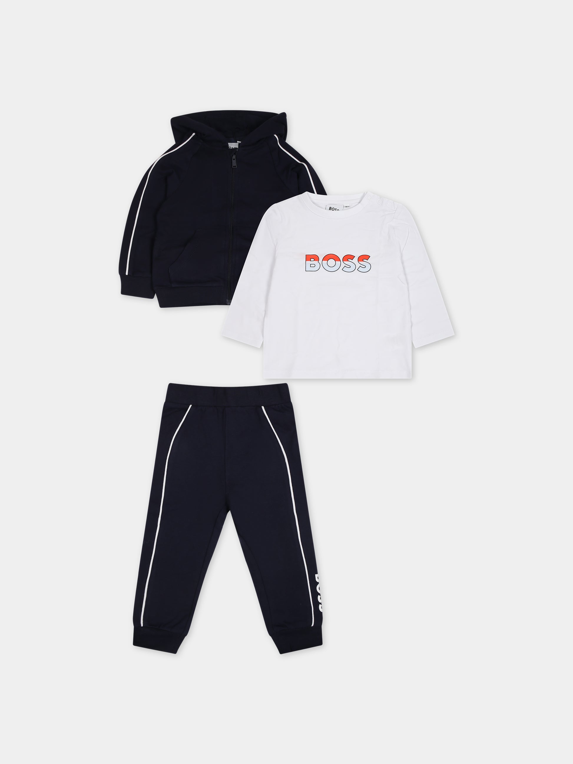 Completo blu per neonato con logo,Boss,J98428 849