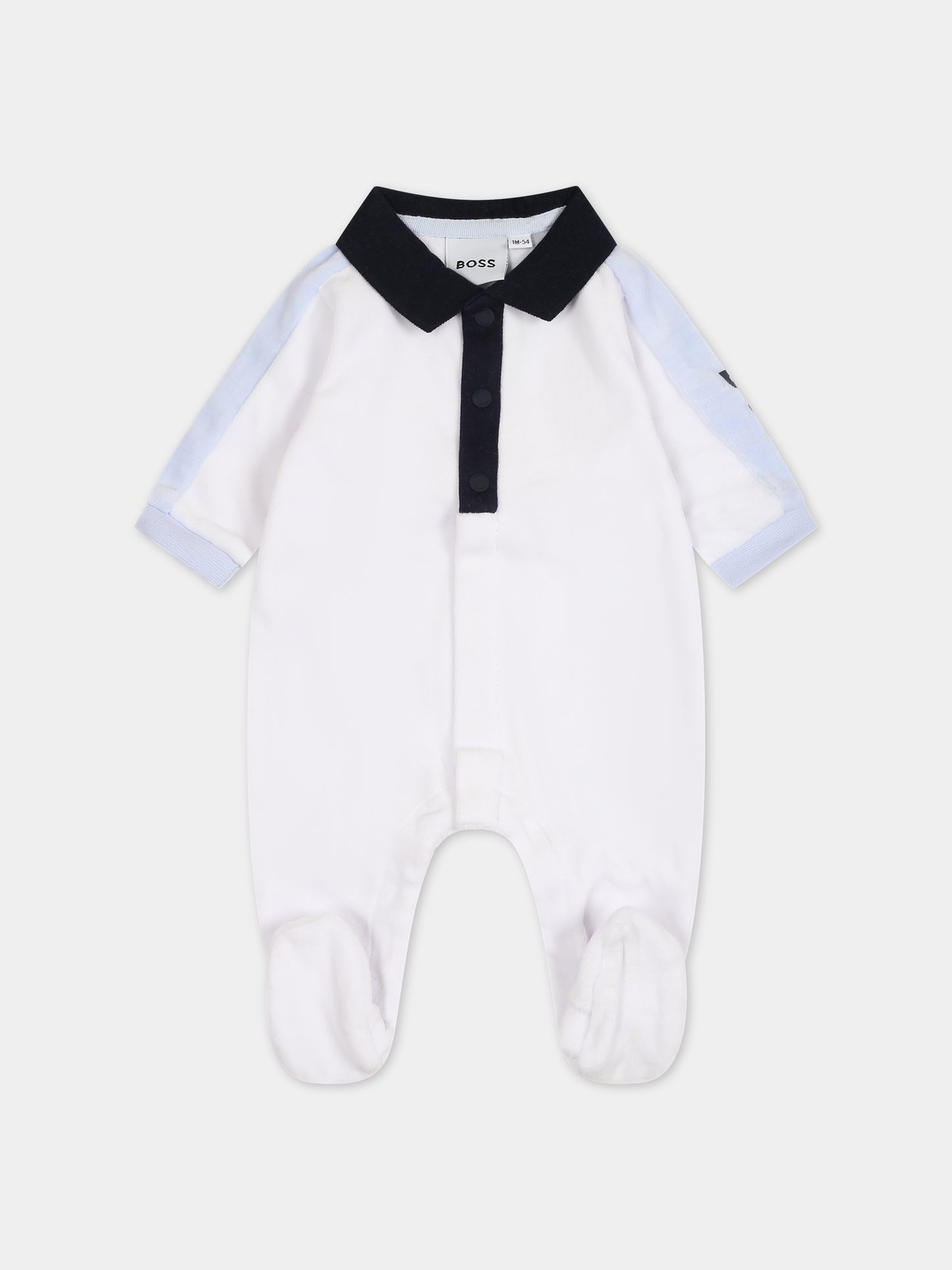 Tutina bianca per neonato con logo,Boss,J97209 10P