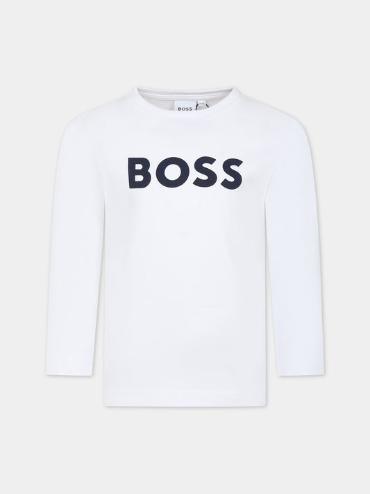 T-shirt bianca per bambino con logo,Boss,J25P25 10P