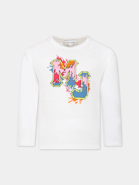 T-shirt bianca per bambina con logo,Little Marc Jacobs,W15676 10P
