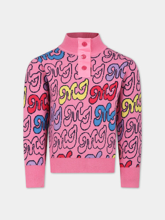 Maglione rosa per bambina con logo,Little Marc Jacobs,W15694 44G