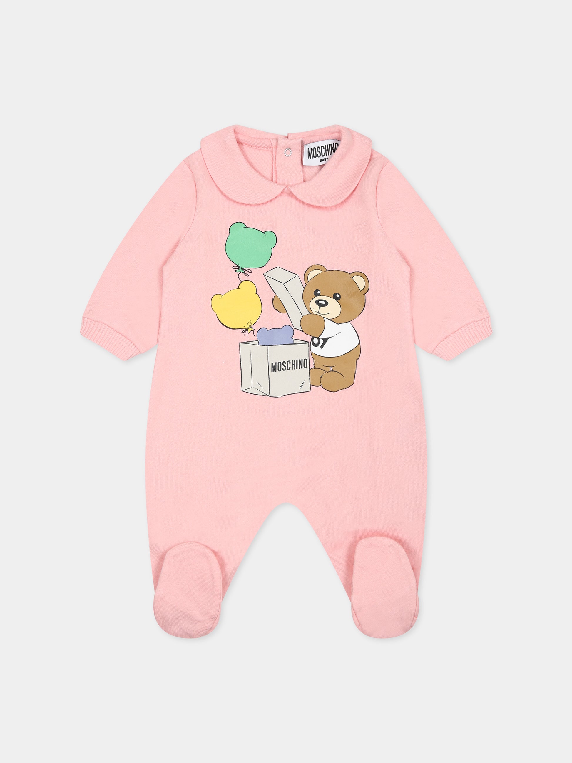 Set rosa per neonata con Teddy bear e stampa,Moschino Kids,MUY05K LCA40 50209