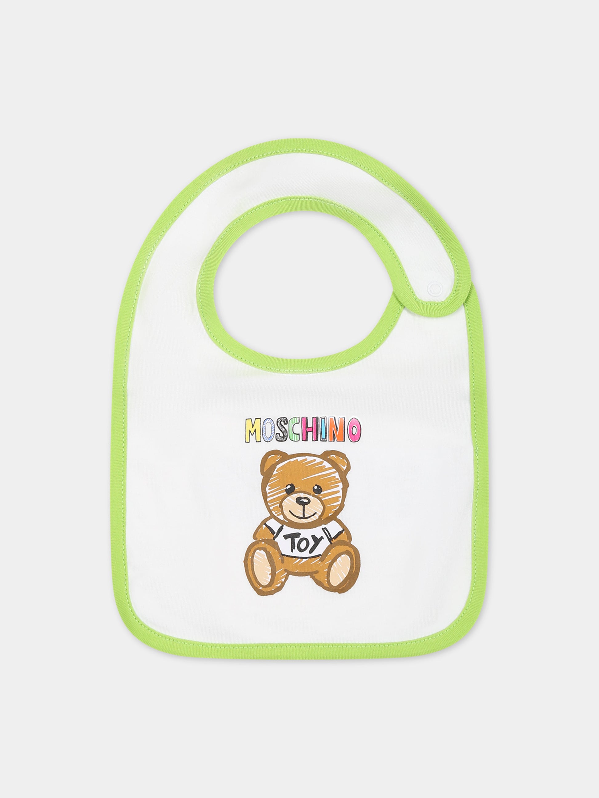 Set bianco per neonati con Teddy Bear e logo,Moschino Kids,MMY04X LAB72 80799