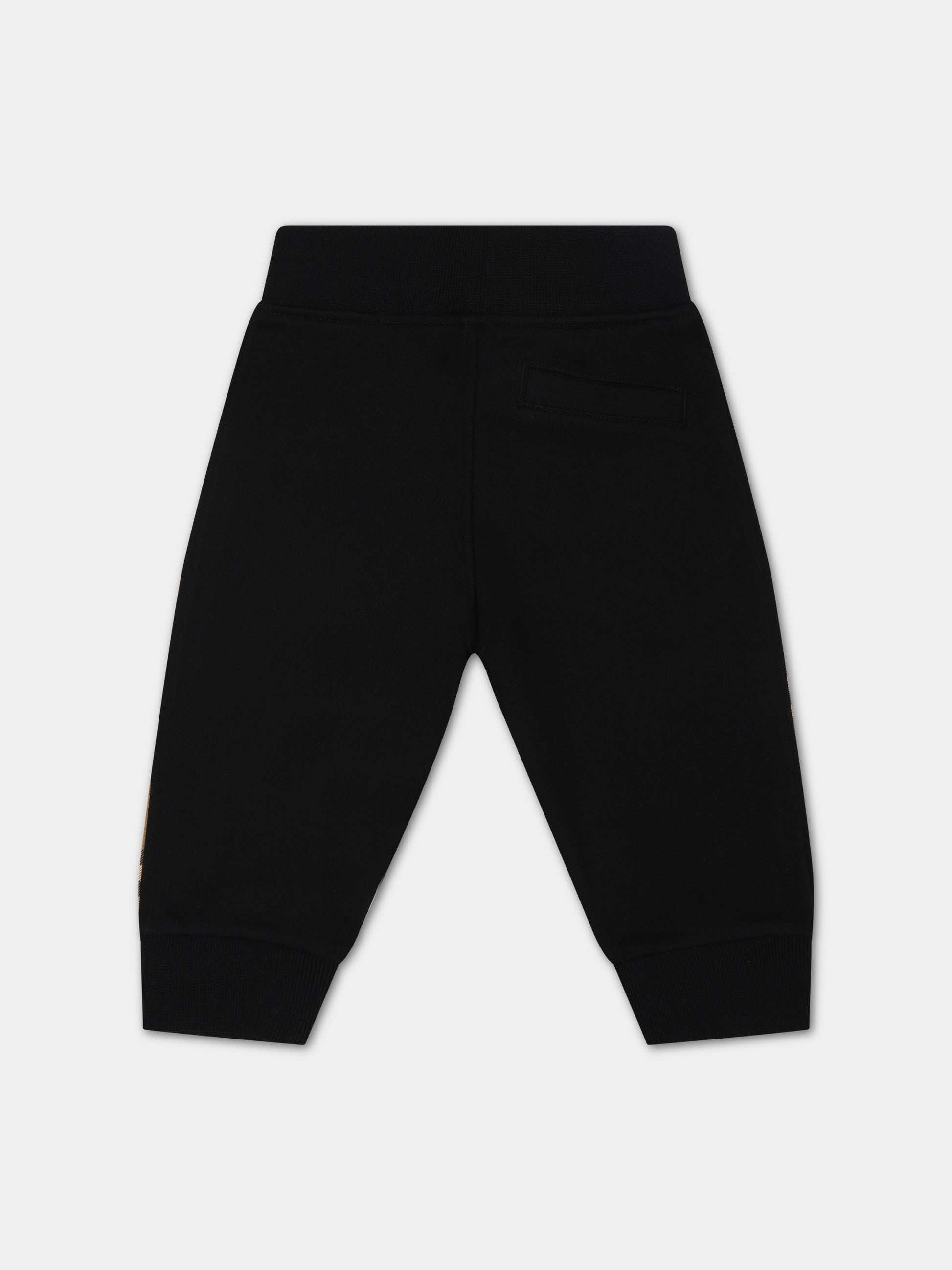 Pantaloni neri per neonato con iconico check vintage,Burberry Kids,8069501
