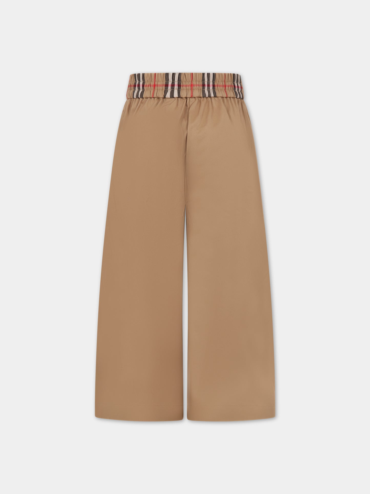 Pantaloni beige per bambina con iconico check vintage,Burberry Kids,8068047