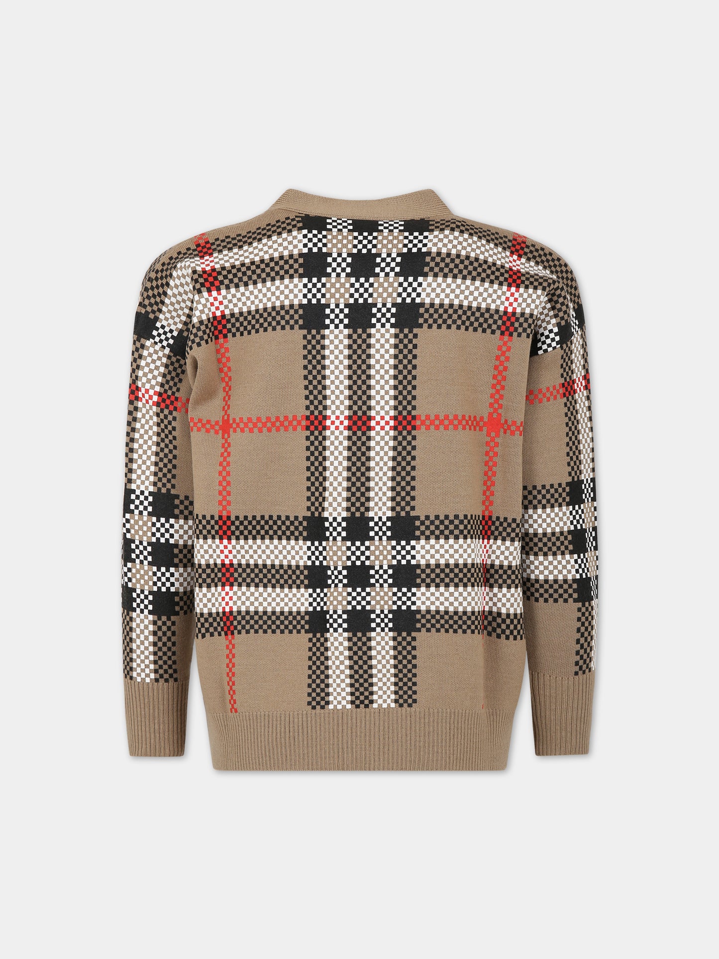 Cardigan beige per bambini con iconico check vintage,Burberry Kids,8068399
