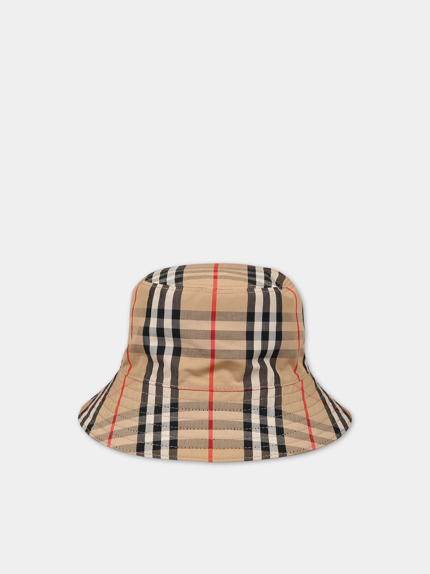 Cloche reversibile beige per bambini con iconico check vintage,Burberry Kids,8070043