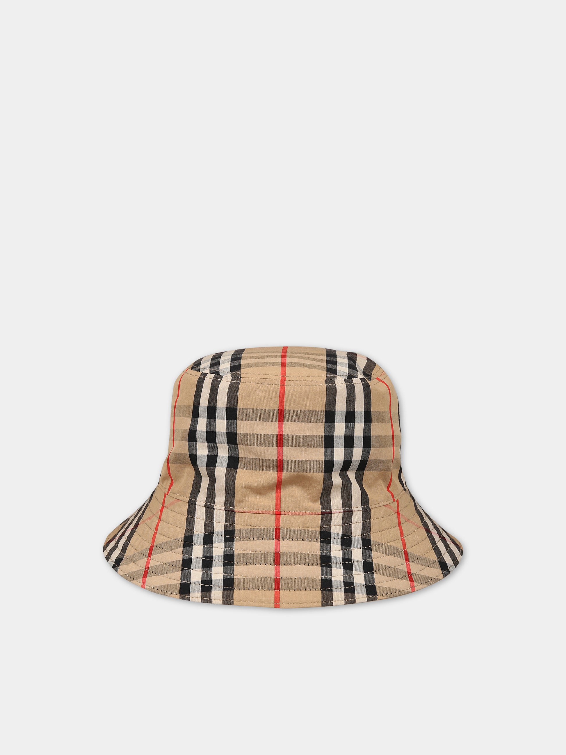 Cloche reversibile beige per bambini con iconico check vintage,Burberry Kids,8070043