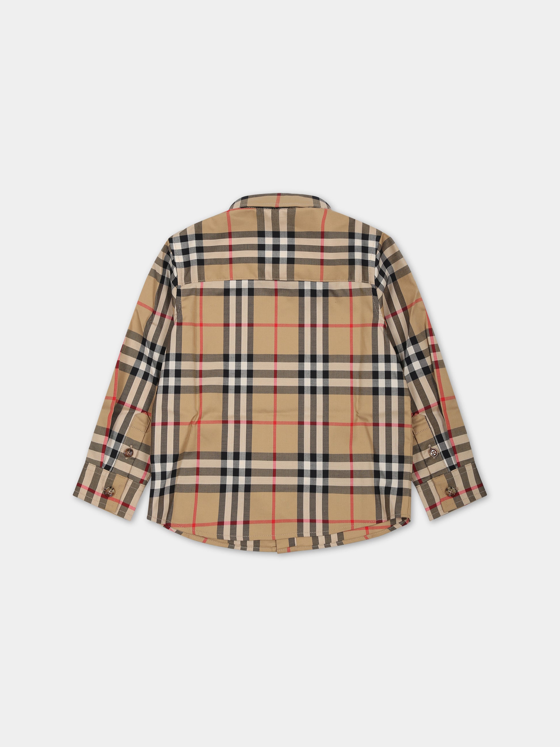 Camicia beige per neonato con iconico check vintage,Burberry Kids,8059654