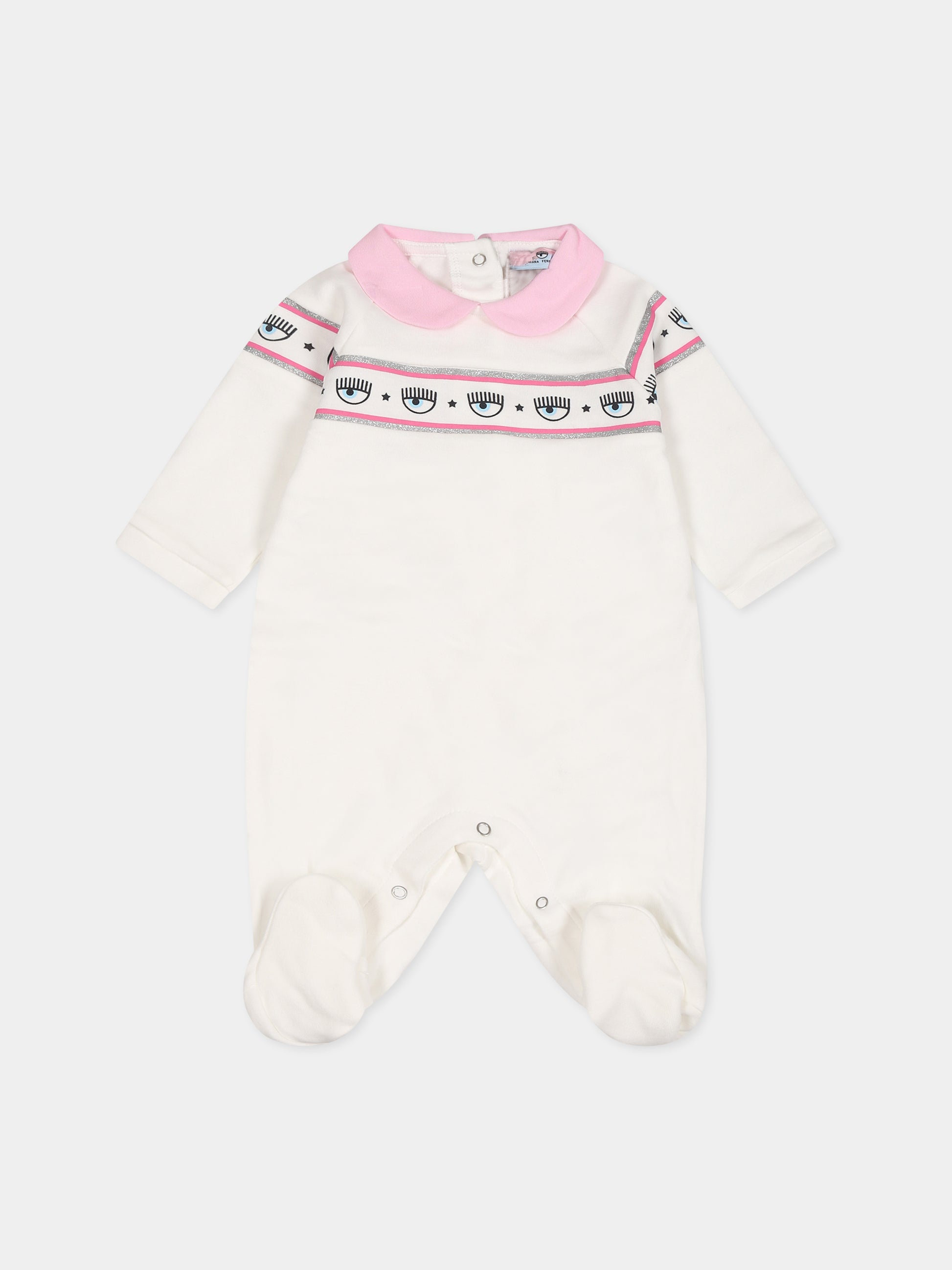 Tutina bianca per neonata con eyestar,Chiara Ferragni Collection,55B200 2004 0001
