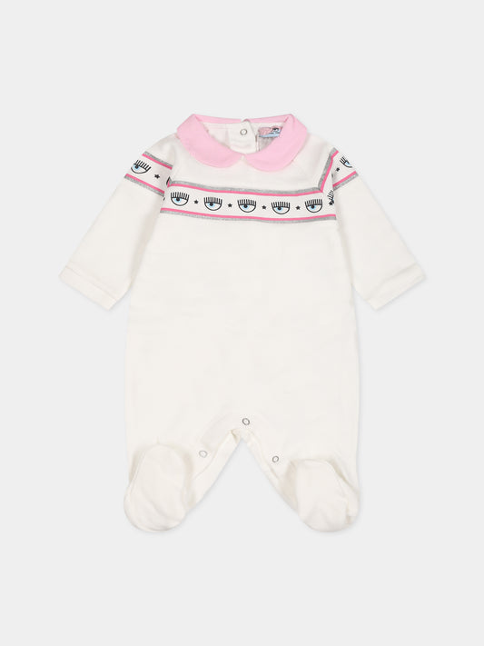 Tutina bianca per neonata con eyestar,Chiara Ferragni Collection,55B200 2004 0001