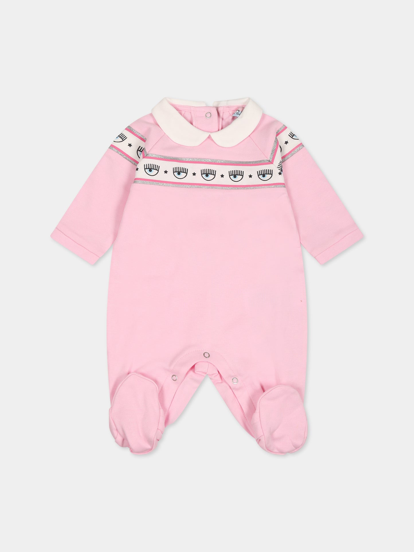 Tutina rosa per neonata con eyestar,Chiara Ferragni Collection,55B200 2004 090F