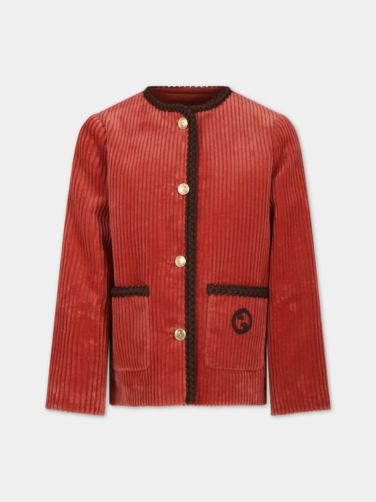 Giacca bordeaux per bambina con incrocio GG,Gucci Kids,749598 ZFV10 2407