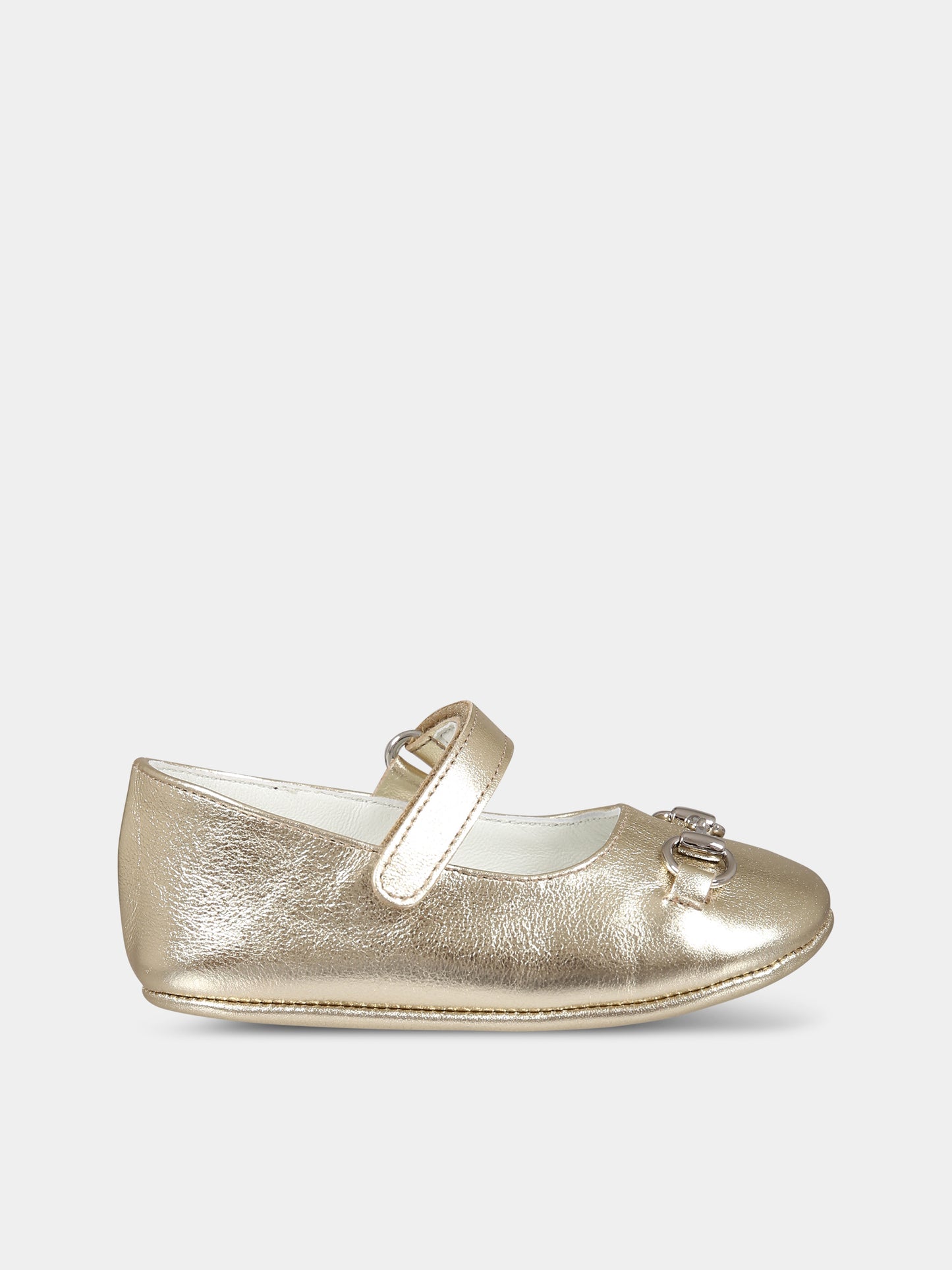 Ballerine oro per neonata con morsetto,Gucci Kids,681320 BMP00 9502