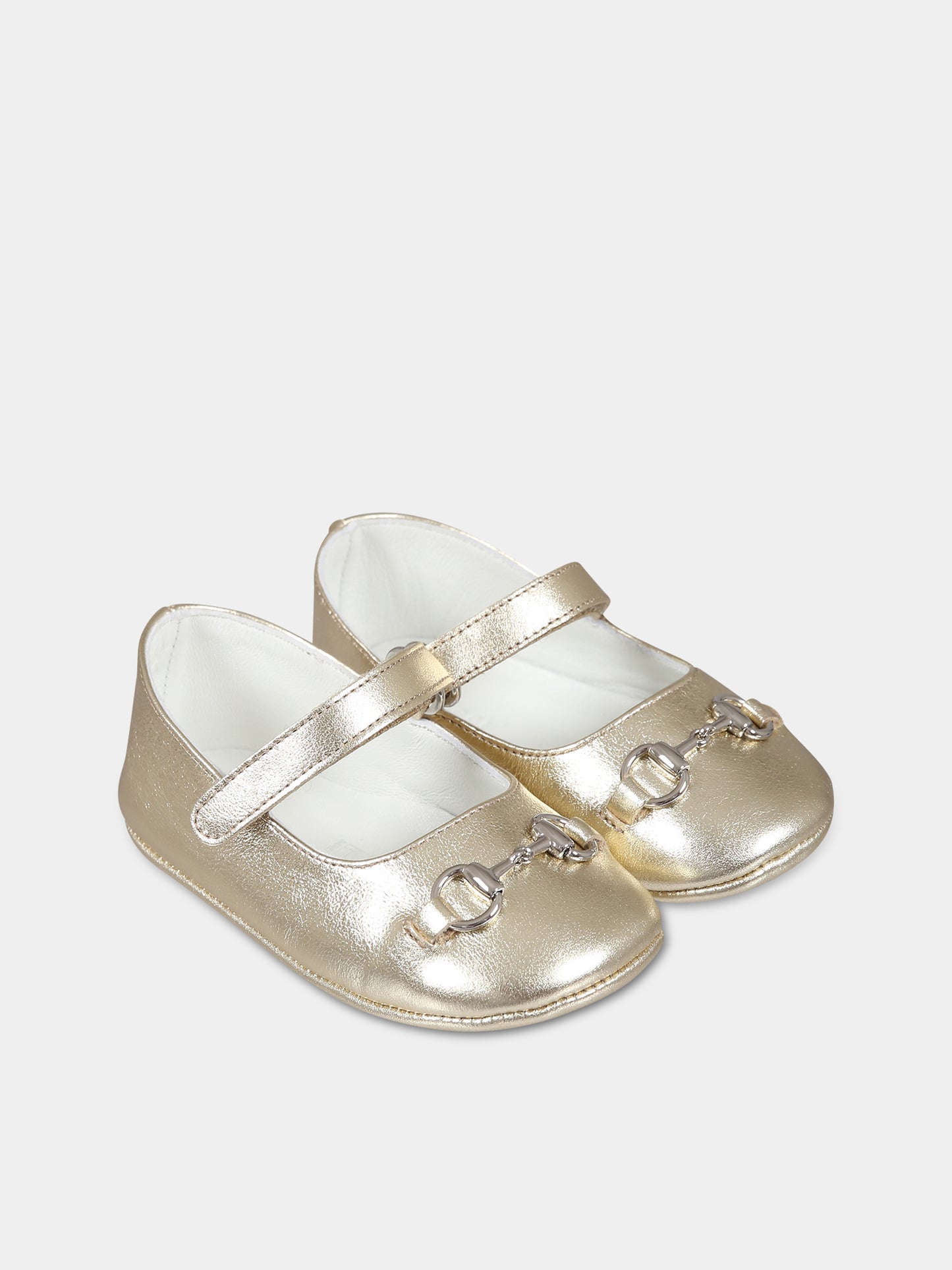 Ballerine oro per neonata con morsetto,Gucci Kids,681320 BMP00 9502