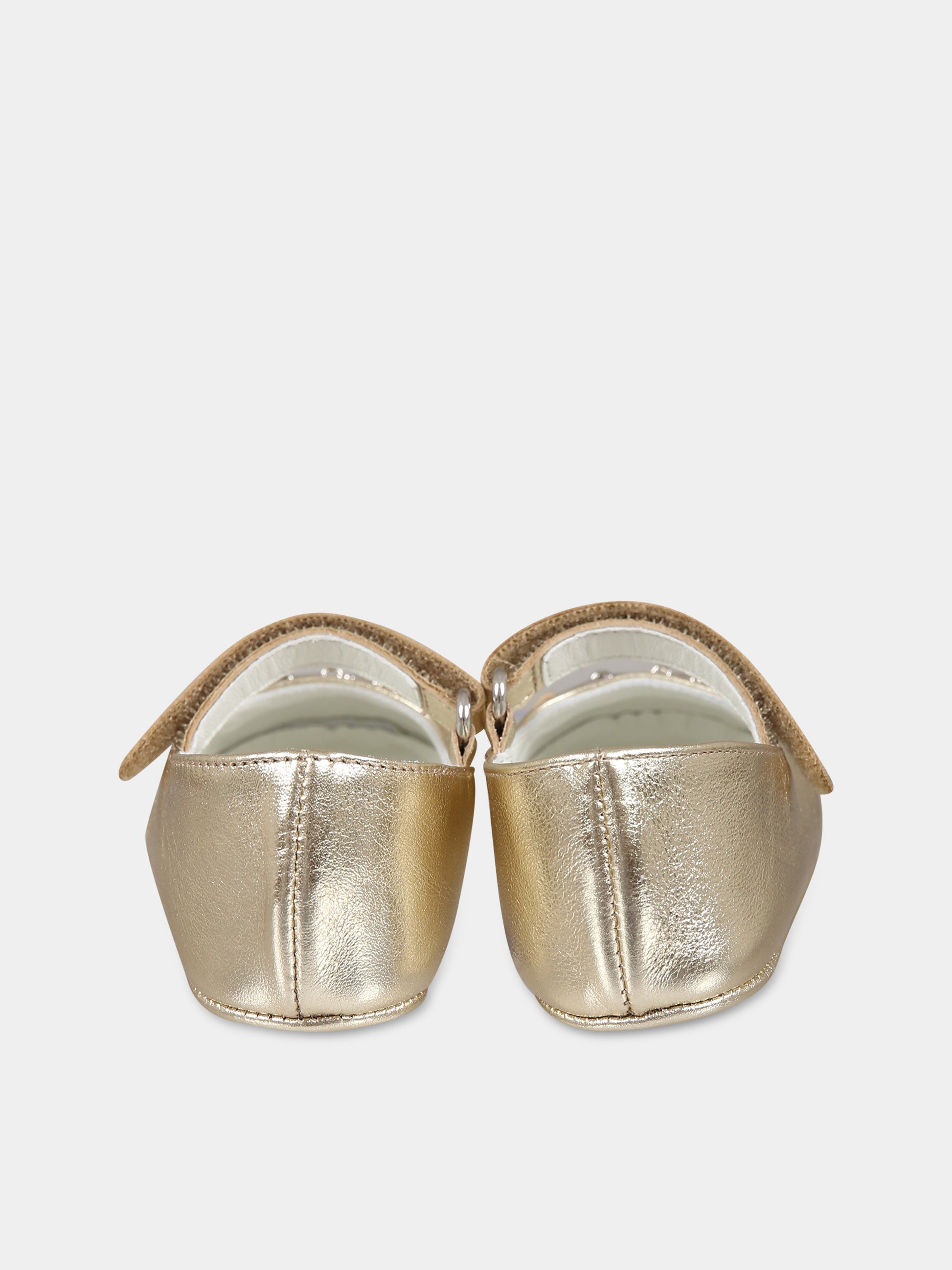 Ballerine oro per neonata con morsetto,Gucci Kids,681320 BMP00 9502