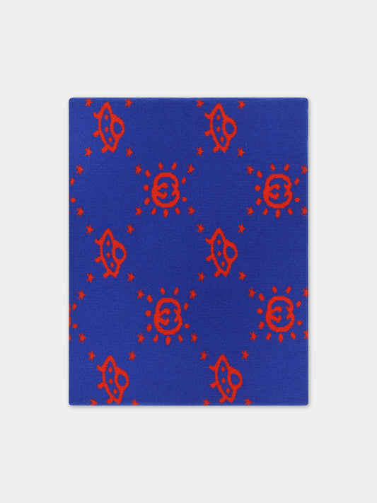 Coperta blu per neonato con doppia G,Gucci Kids,756380 3K206 4374