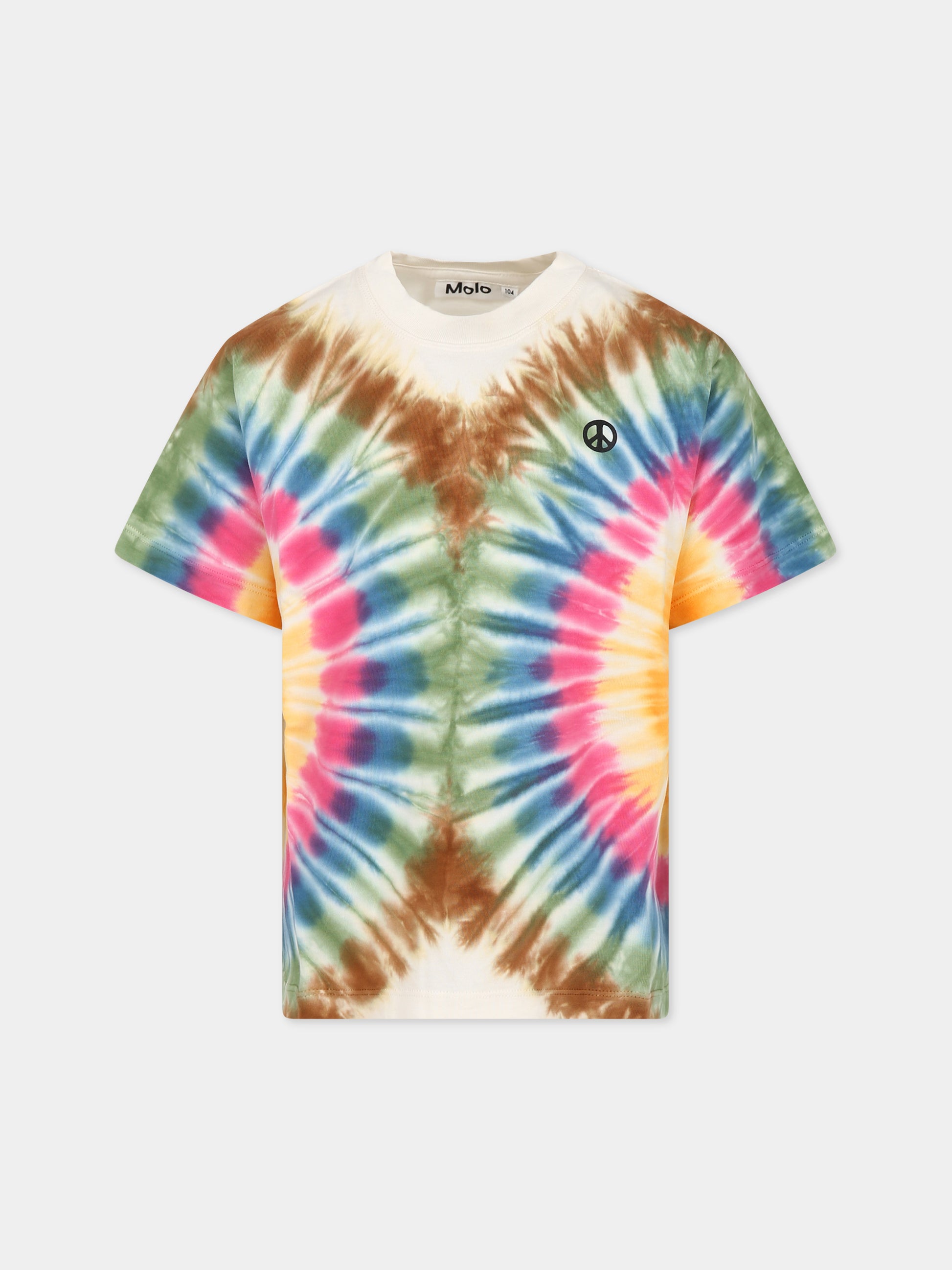 T-shirt avorio per bambini con stampa tie-dye,Molo,6W23A207 6016