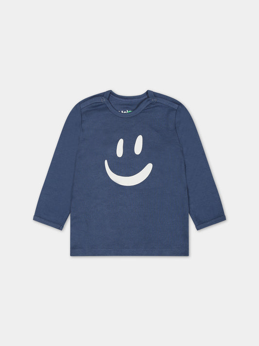 T-shirt blu per neonati con smile,Molo,6W23A406 8806