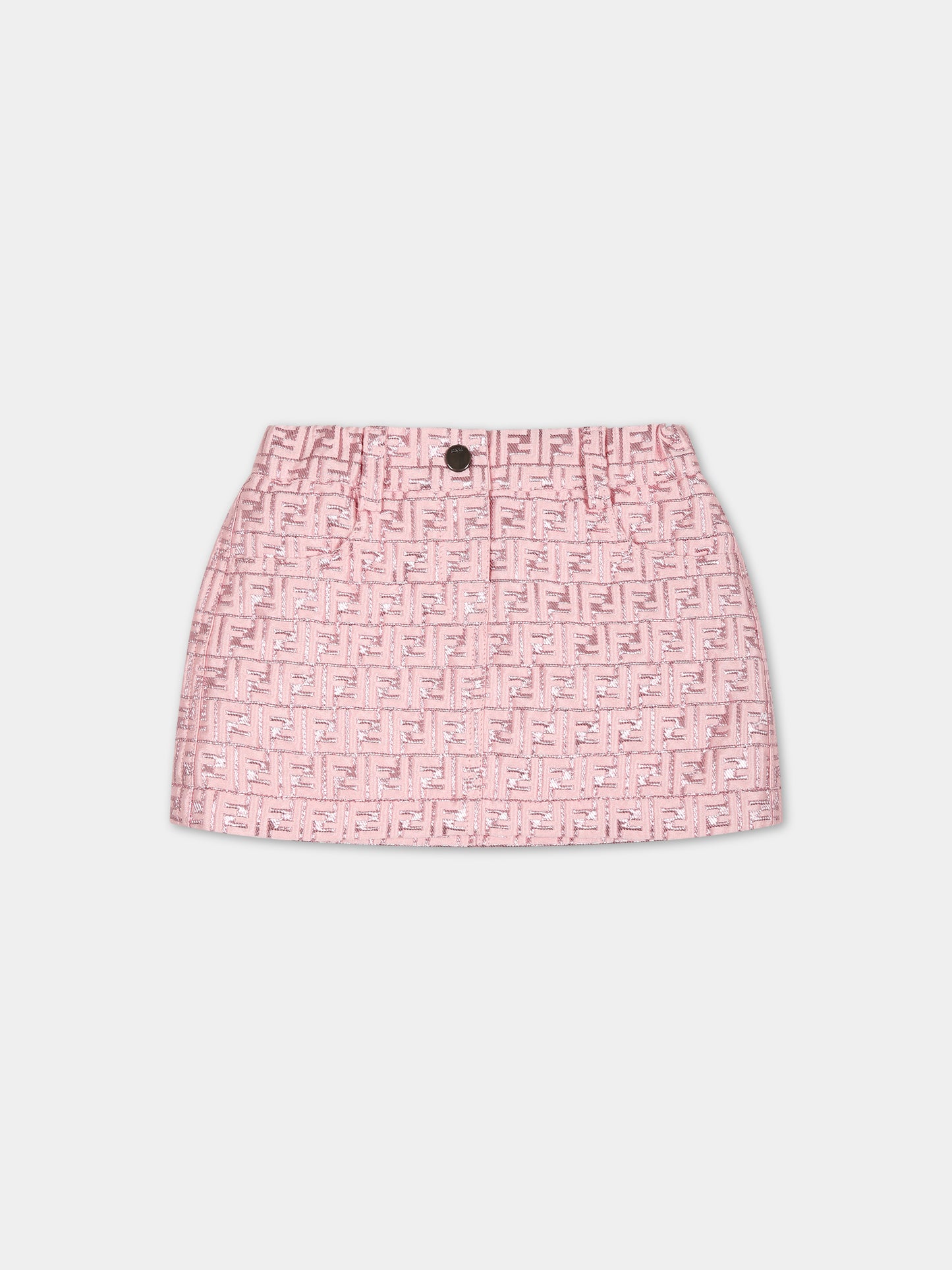 Gonna rosa per neonata con iconica doppia F,Fendi Kids,BFE030 AMJ4 F0U0J