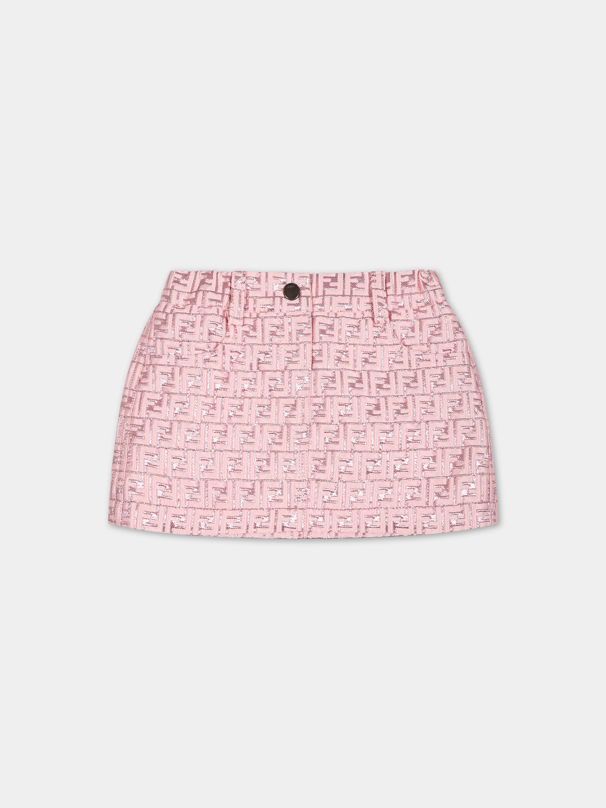 Gonna rosa per neonata con iconica doppia F,Fendi Kids,BFE030 AMJ4 F0U0J