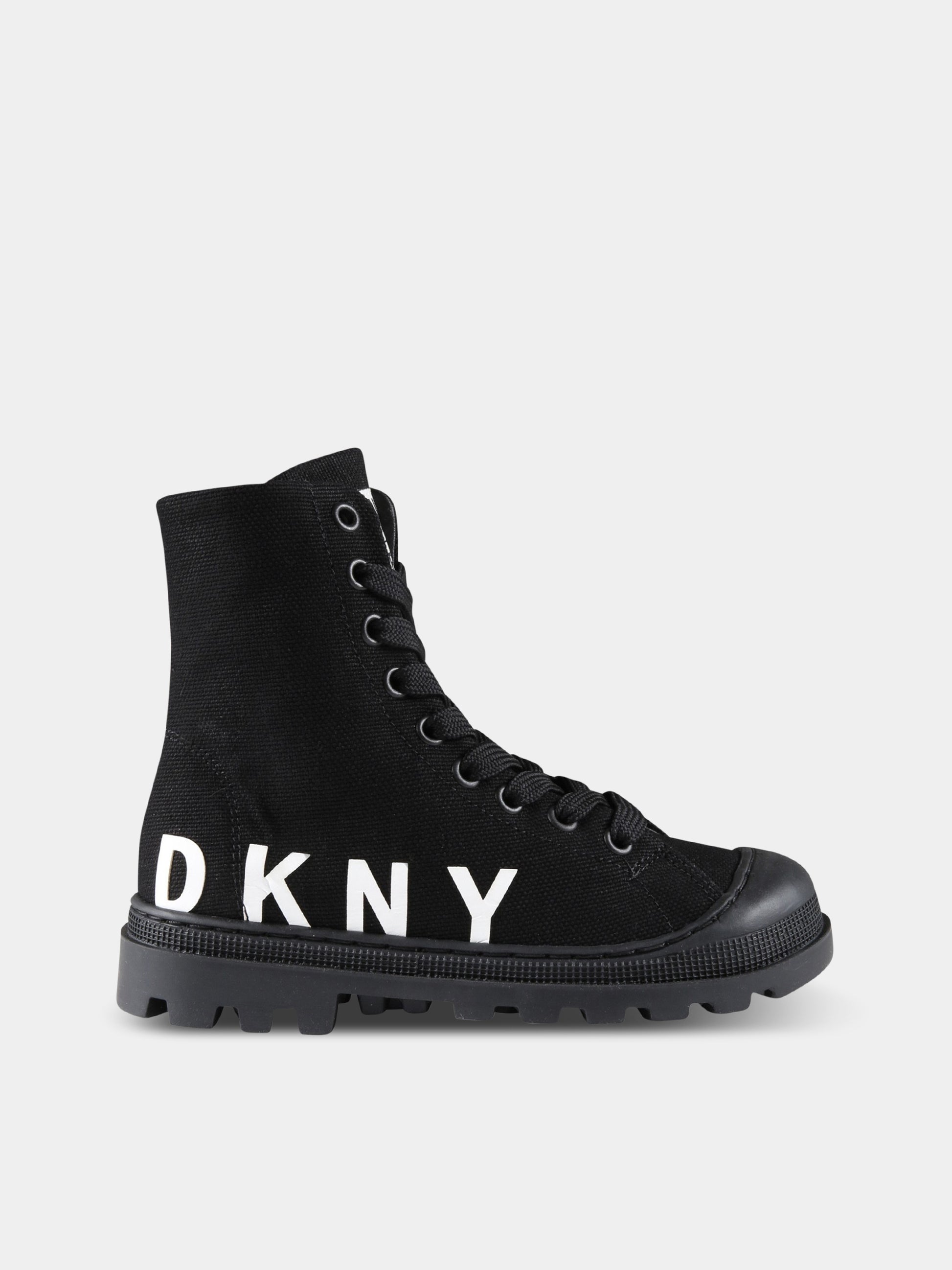 Sneakers nere per bambina con logo bianco,Dkny,D39062 09B