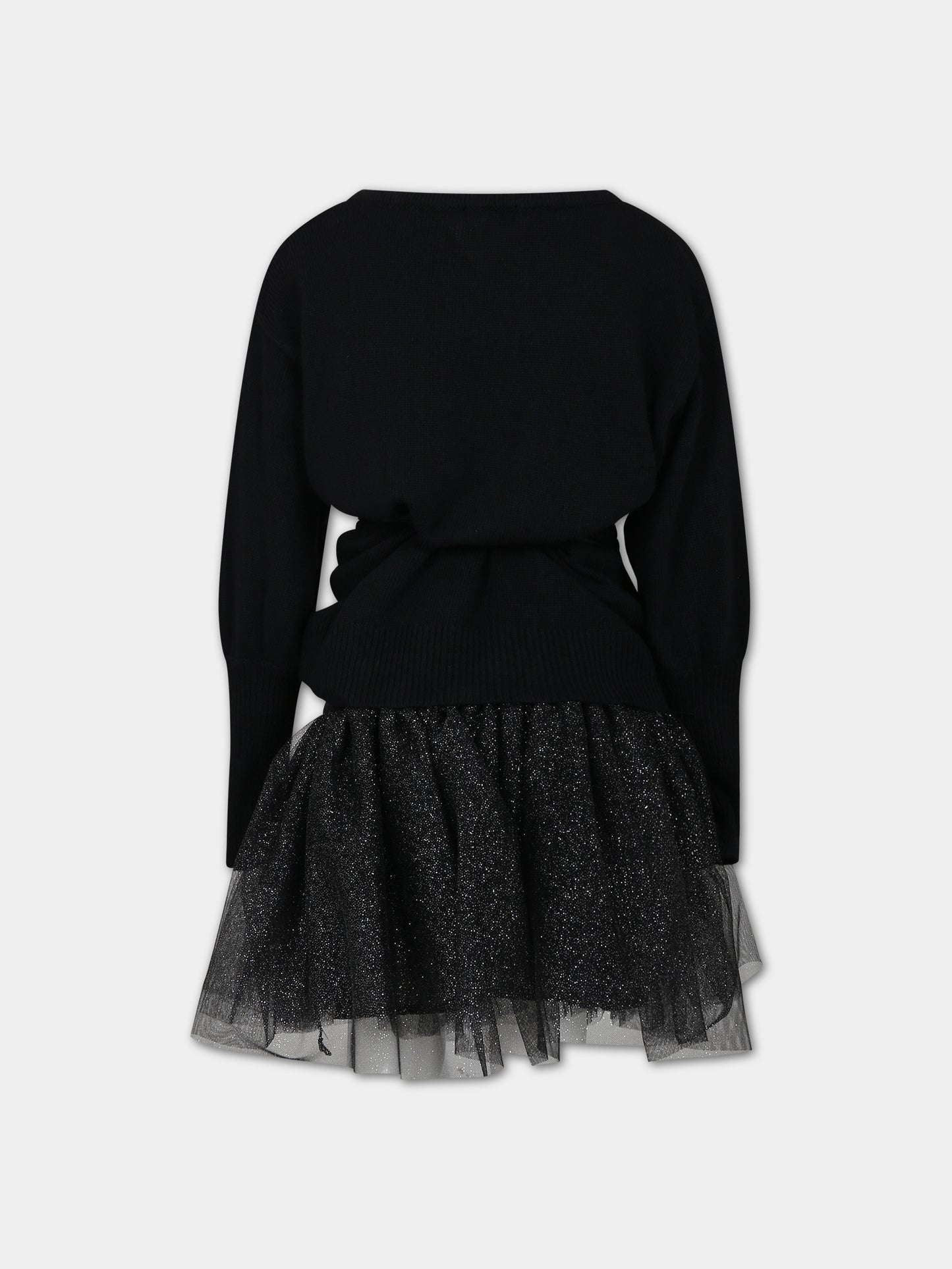 Vestito nero per bambina,Monnalisa,41B904 2907 5075