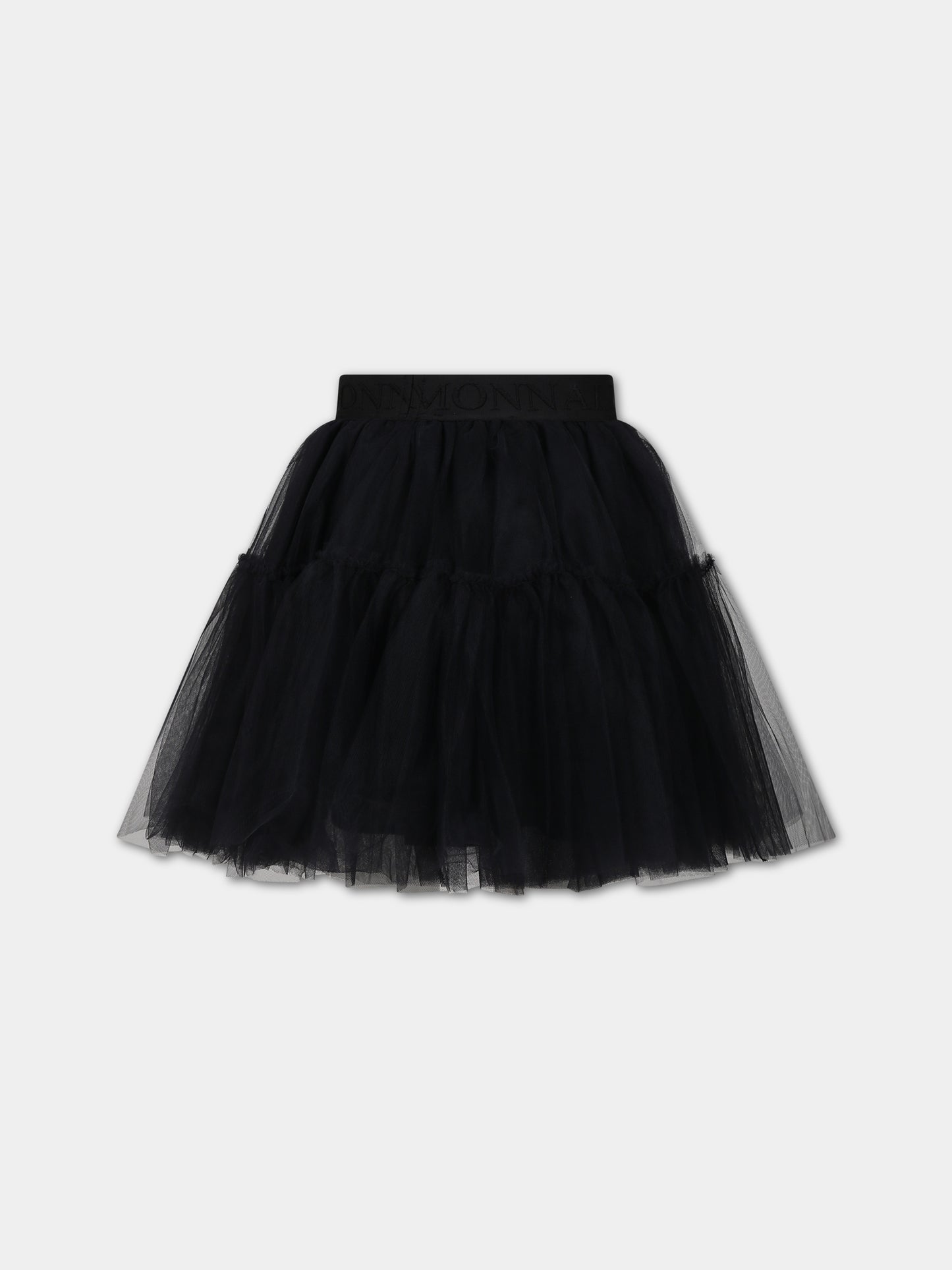 Gonna nera per bambina con logo,Monnalisa,17BGON T9945 0050