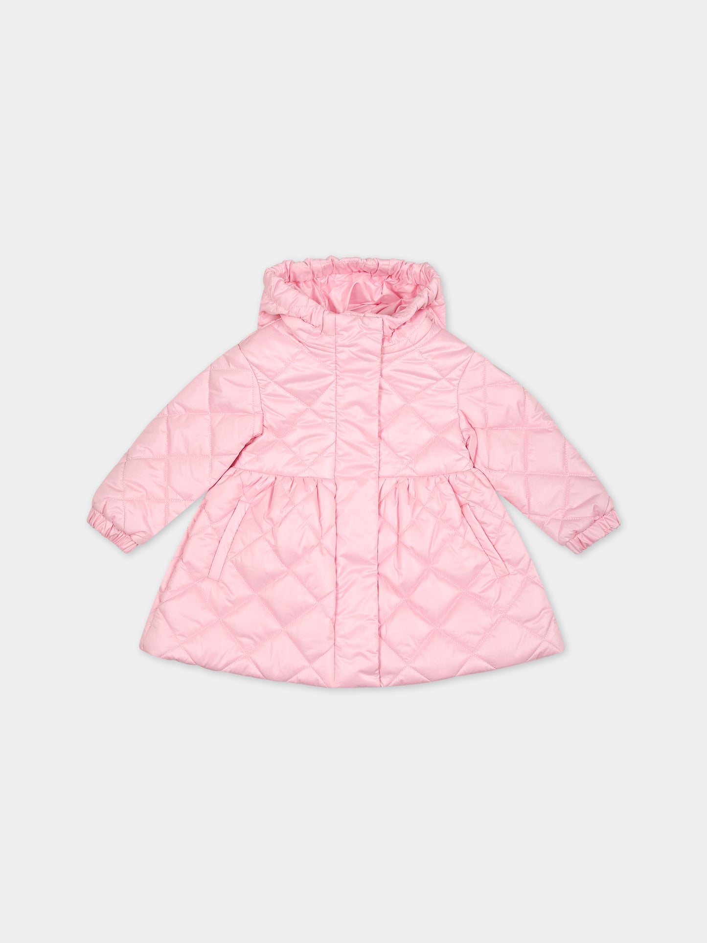 Piumino rosa per neonata con logo,Monnalisa,37B101 2409 091S