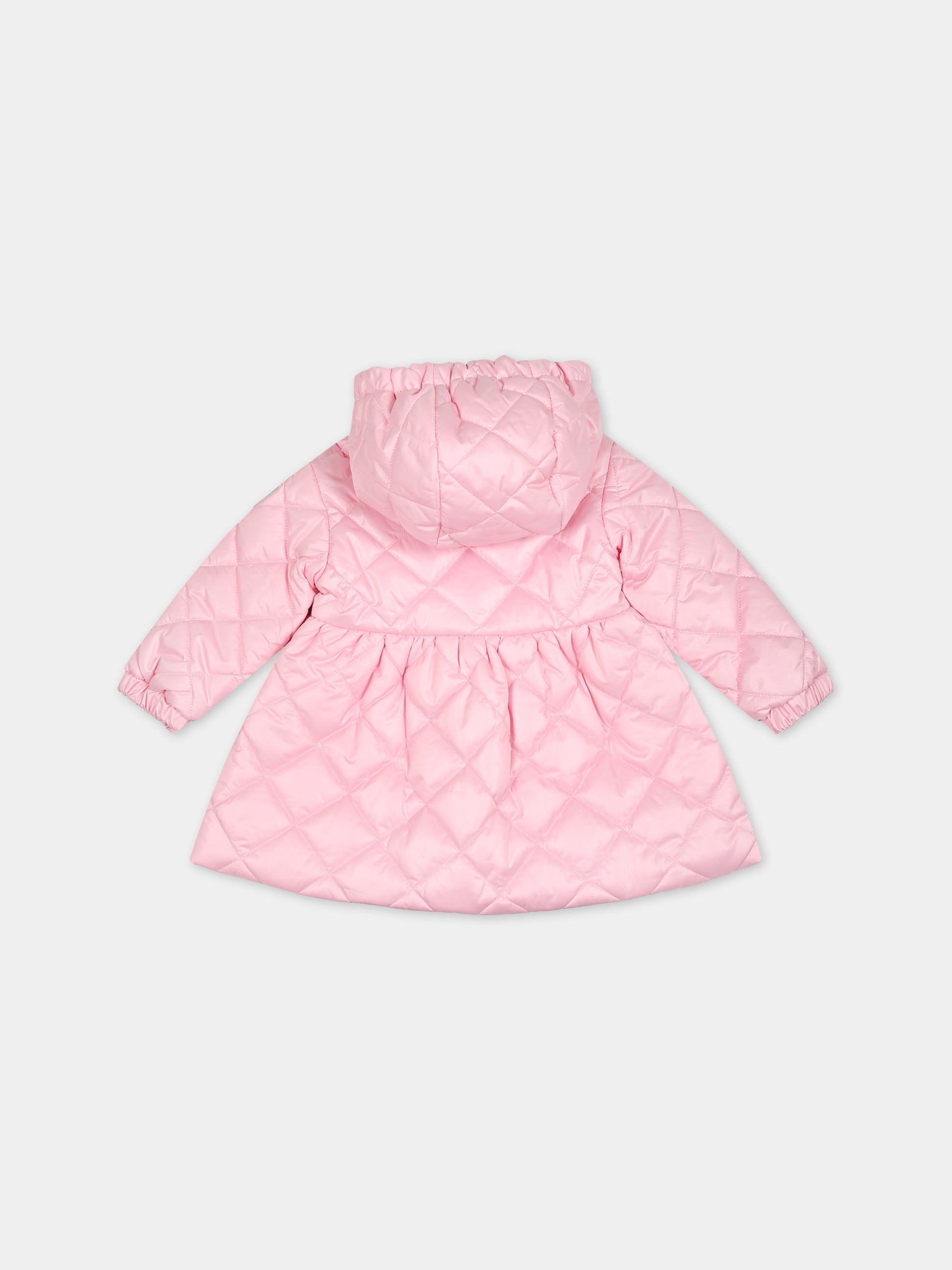 Piumino rosa per neonata con logo,Monnalisa,37B101 2409 091S