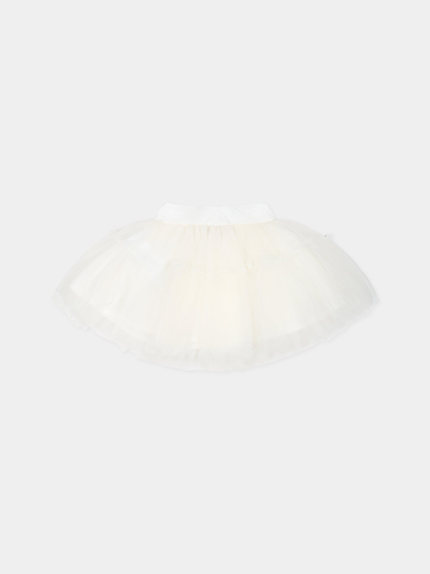 Gonna avorio per neonata con logo,Monnalisa,37BGON T9945 0001