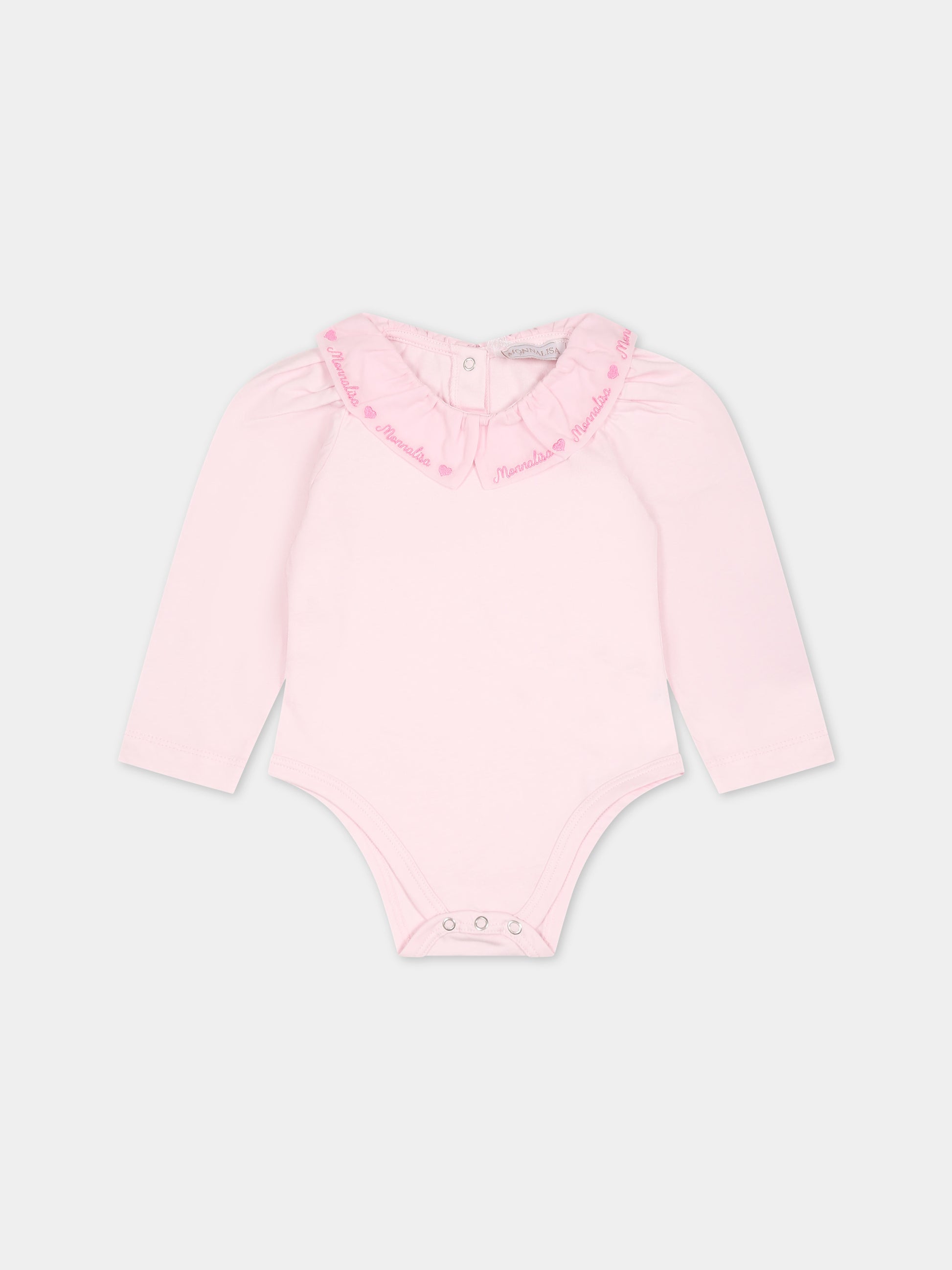 Body rosa per neonata con logo,Monnalisa,37B300 2000 0091