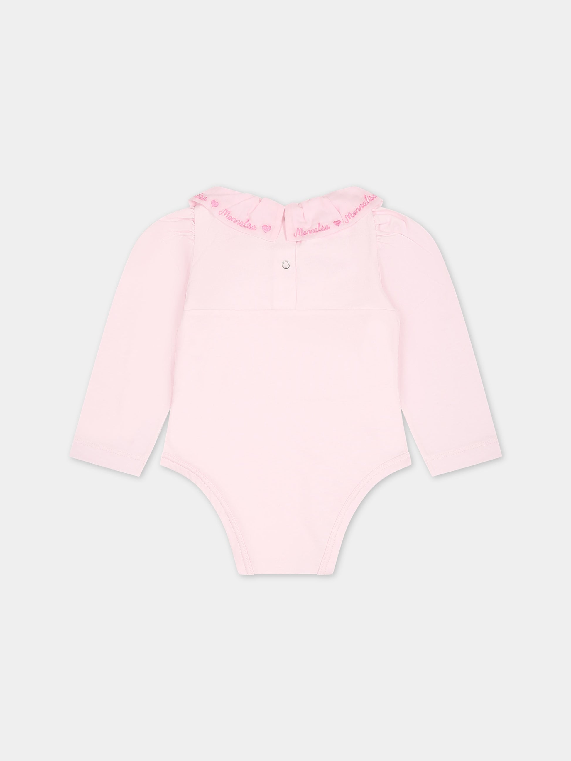 Body rosa per neonata con logo,Monnalisa,37B300 2000 0091