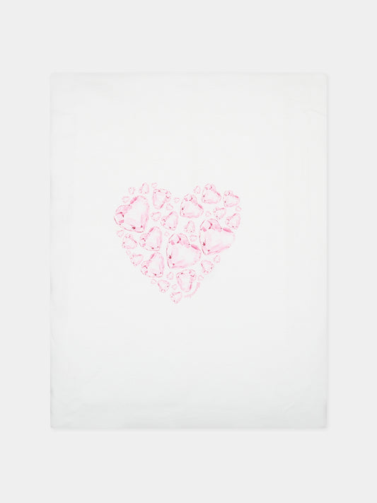 Coperta bianca per neonata con cuori e logo,Monnalisa,35B002 2004 0001