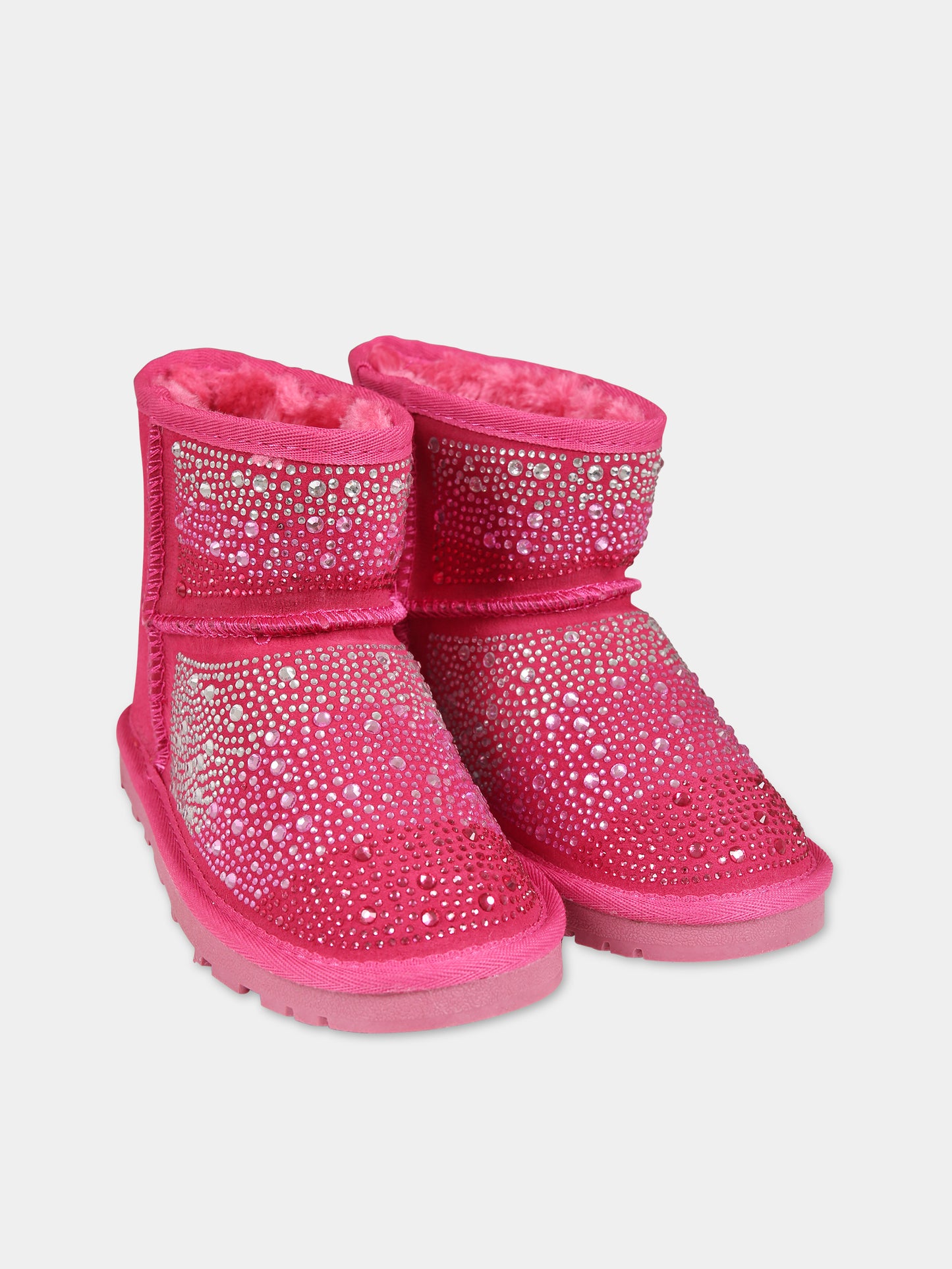 Stivali fucsia per bambina con logo,Monnalisa,8CB000 2700 0048