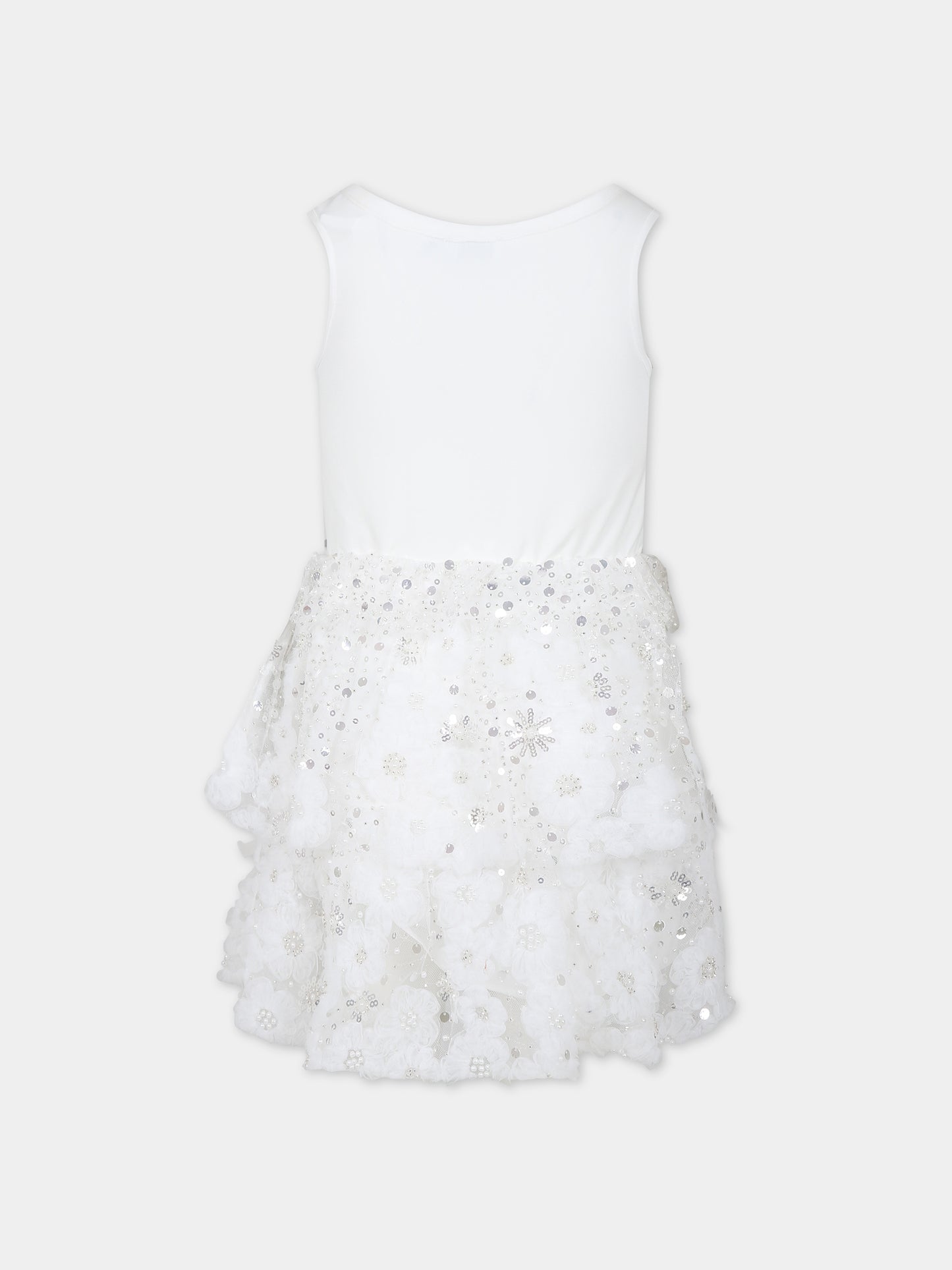 Vestito bianco per bambina con fiori,Self Portrait,PF23 711S W