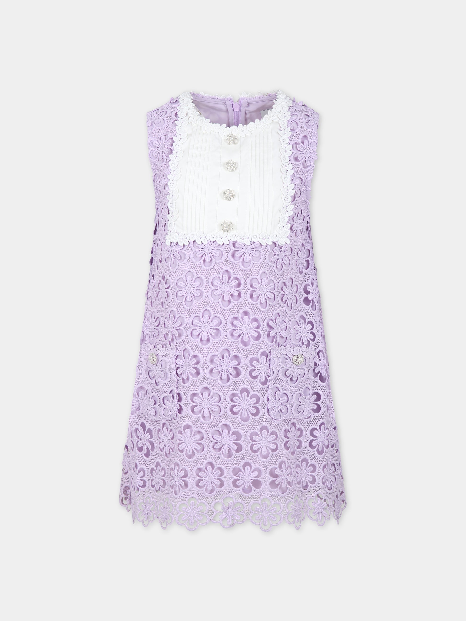 Vestito viola per bambina con fiori,Self Portrait,PF23 718S L