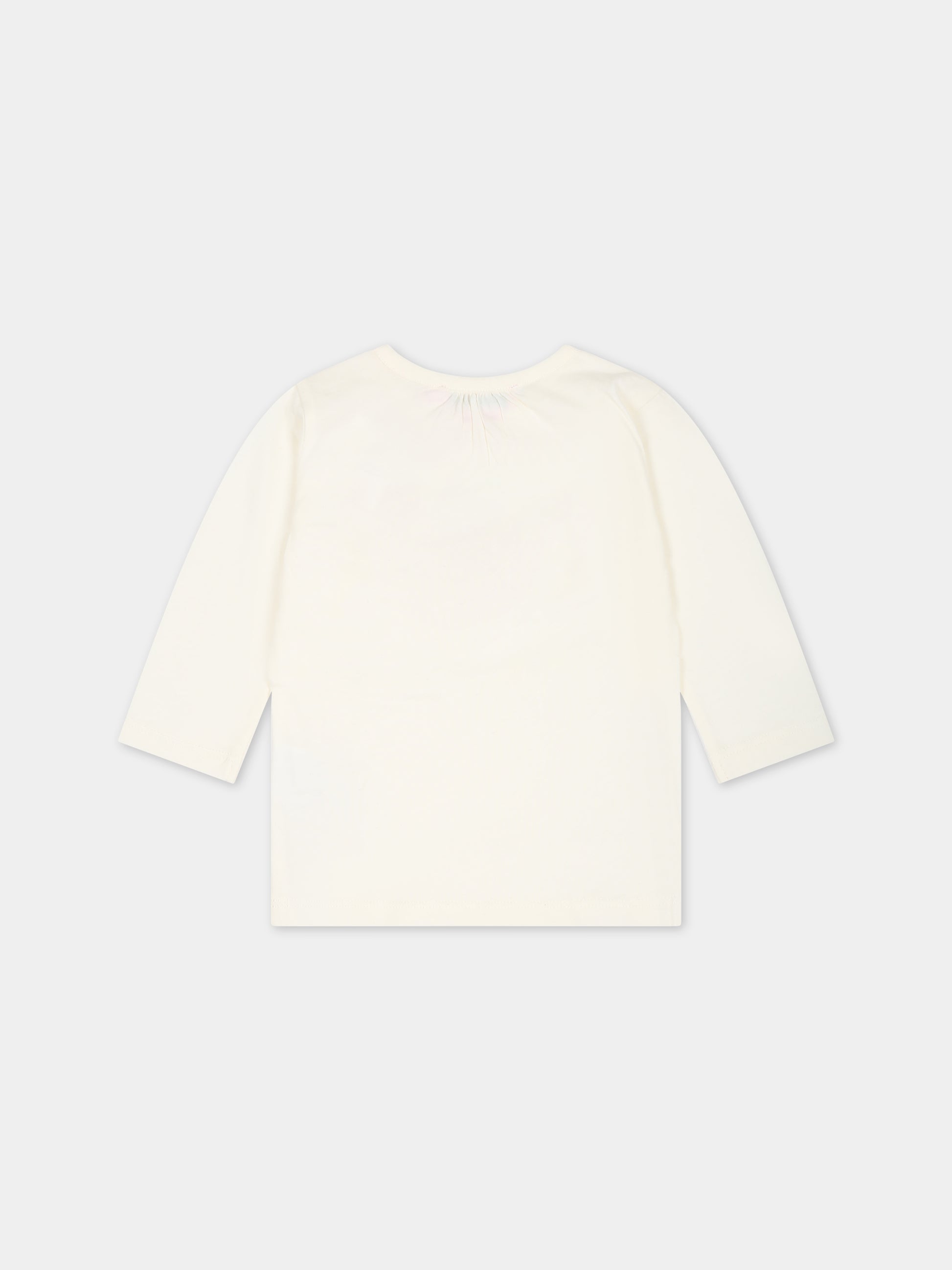 T-shirt avorio per neonata con logo e ciliegie,Bonpoint,W03XTSK00006 103