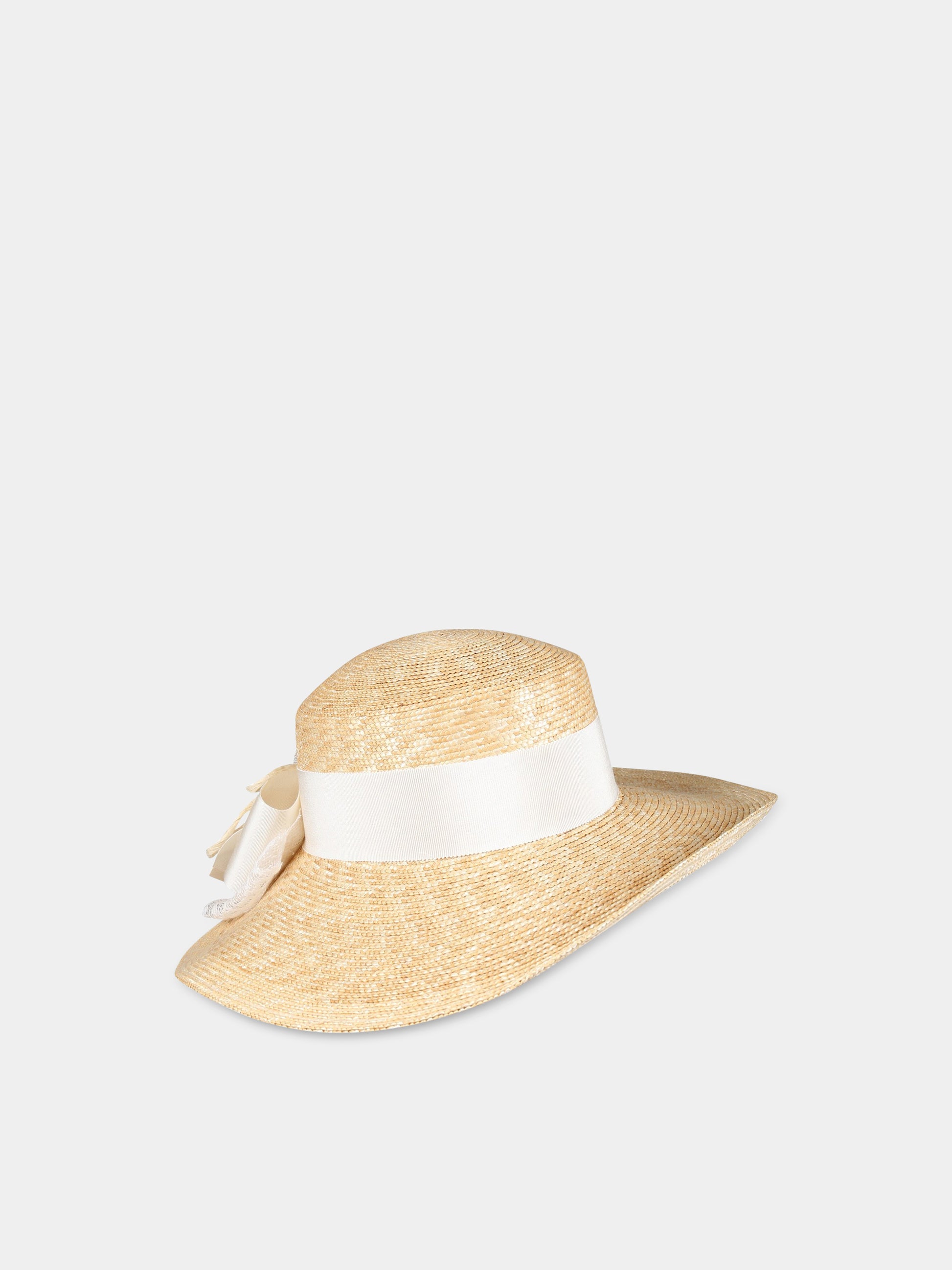 Cappello beige per bambina con fiocco,Raffaella,CAPPAGALRO
