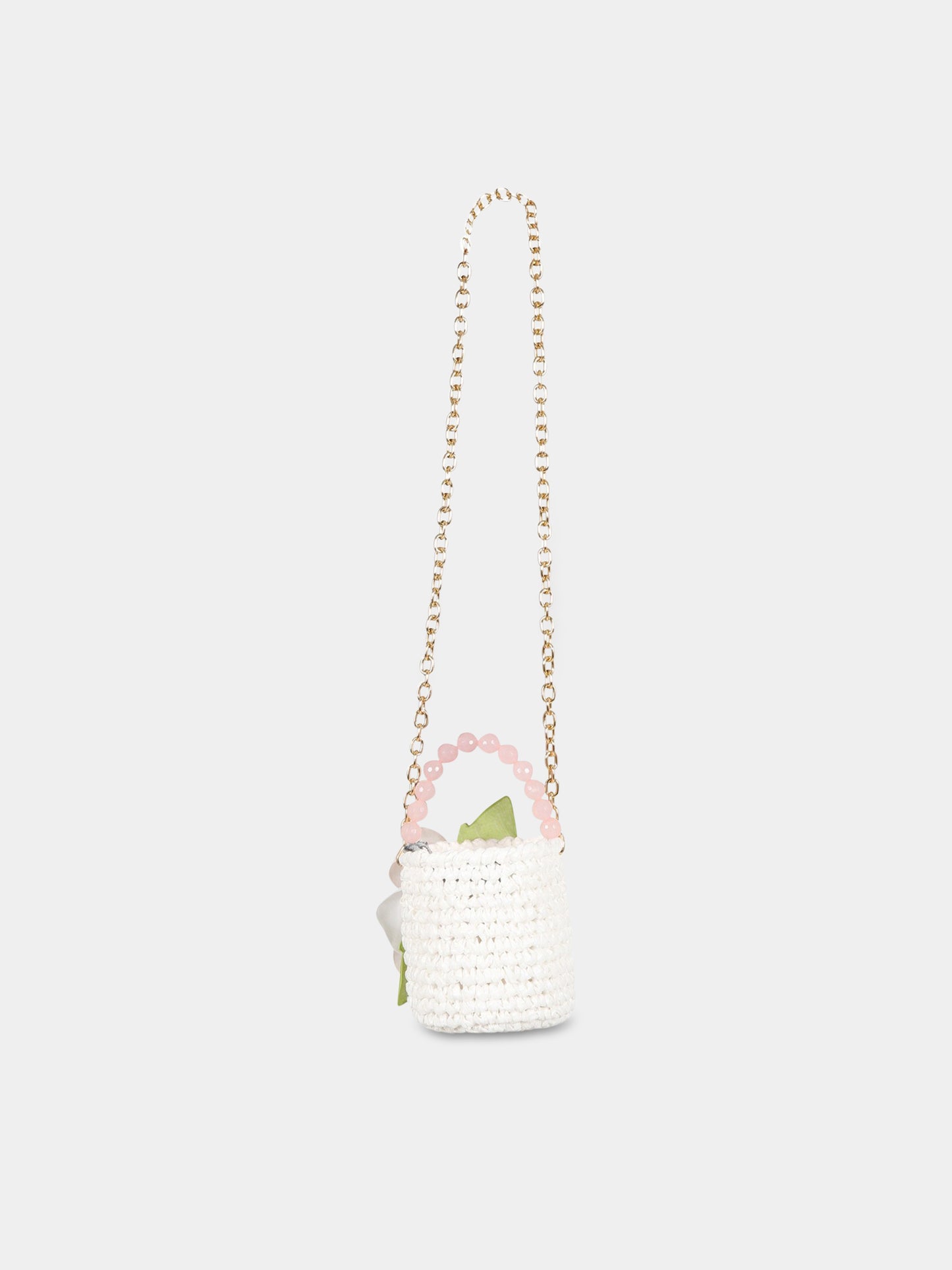 Borsa bianca per bambina con rosa,Raffaella,CESCHIGALRO