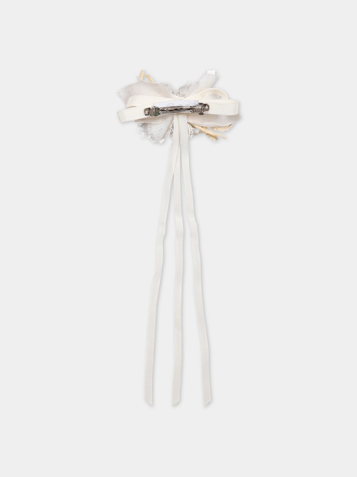 Fermaglio bianco per bambina con natrini e merletti,Raffaella,FOREST