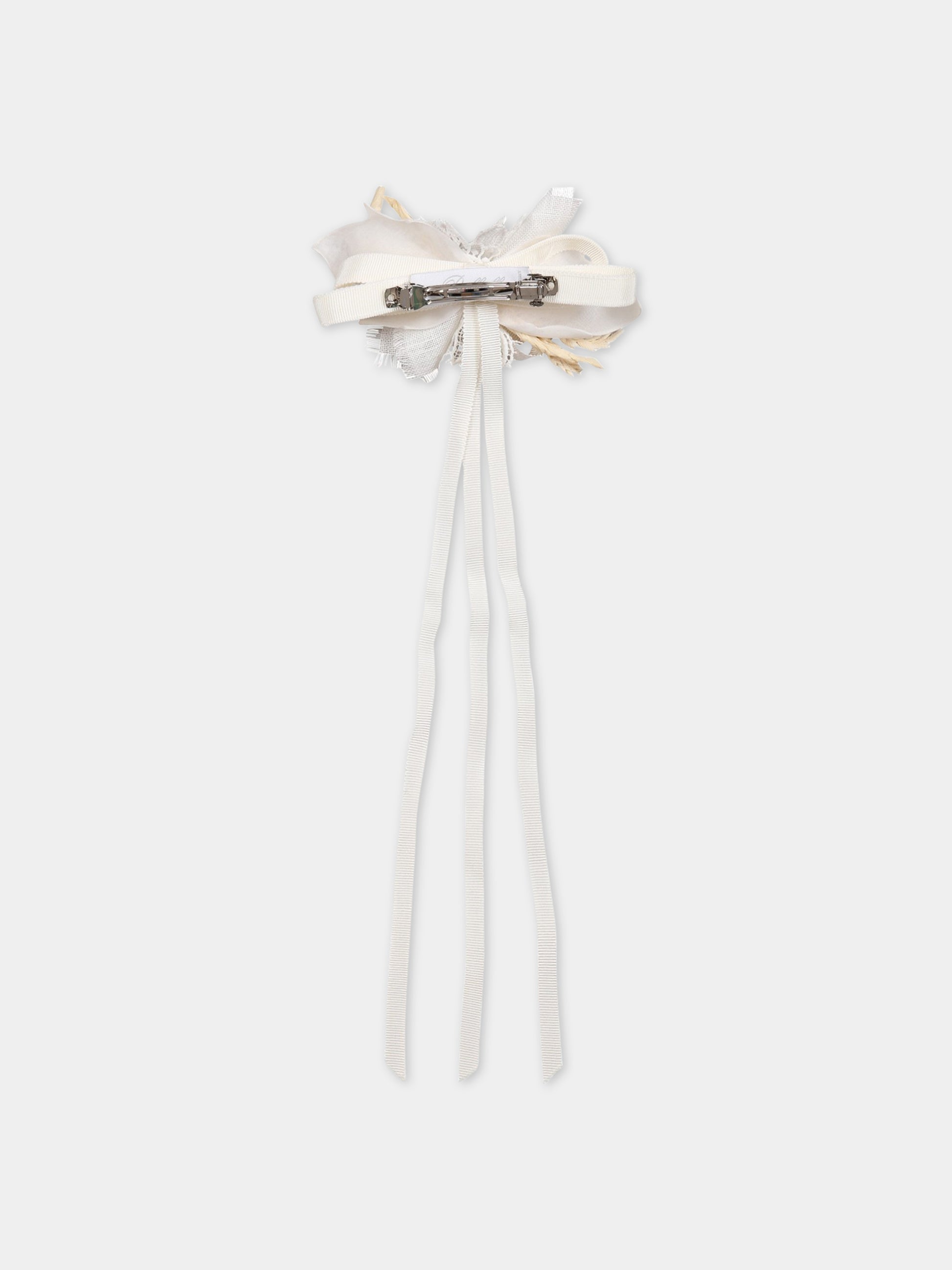 Fermaglio bianco per bambina con natrini e merletti,Raffaella,FOREST